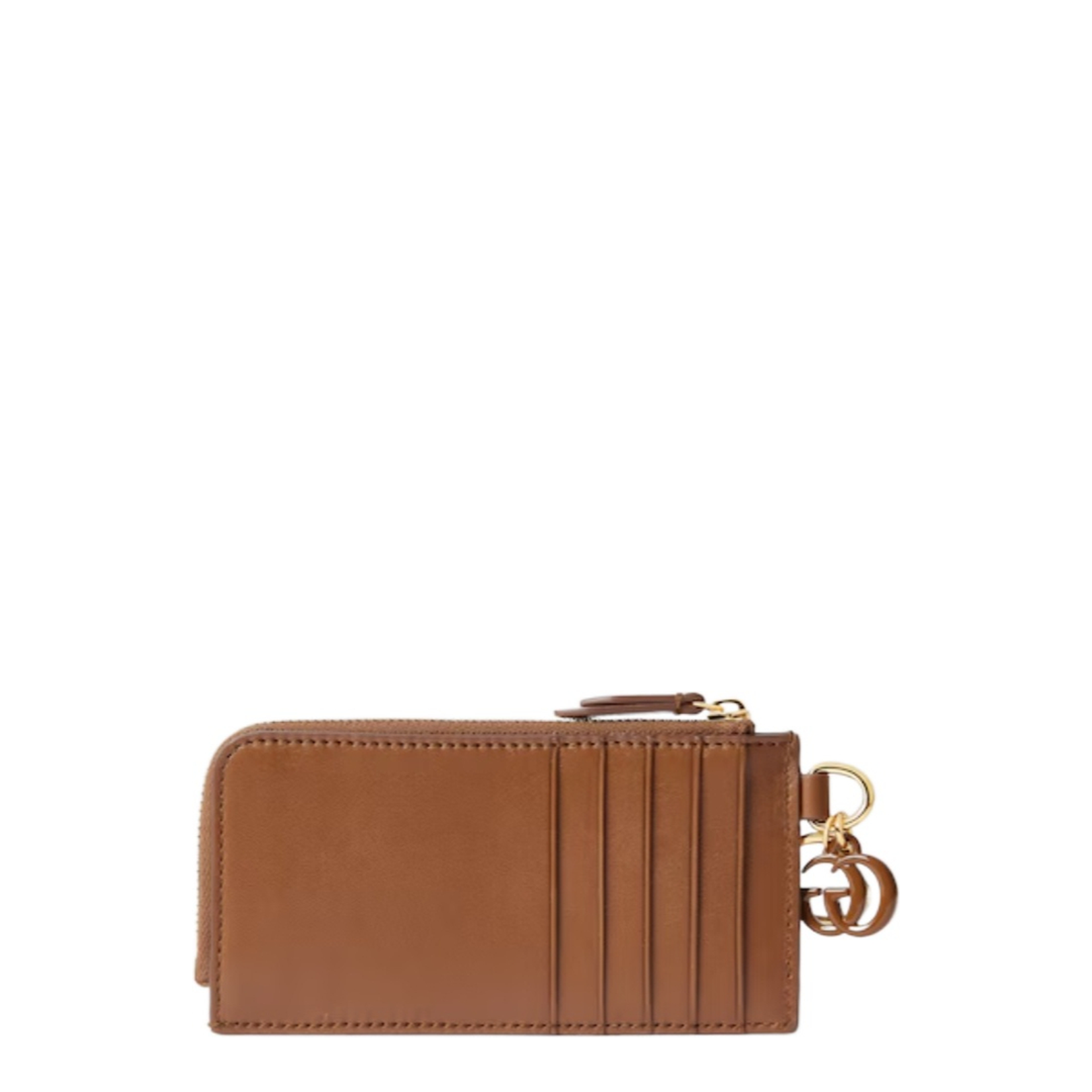 Card case with Double G charm in brown leather - Image 4