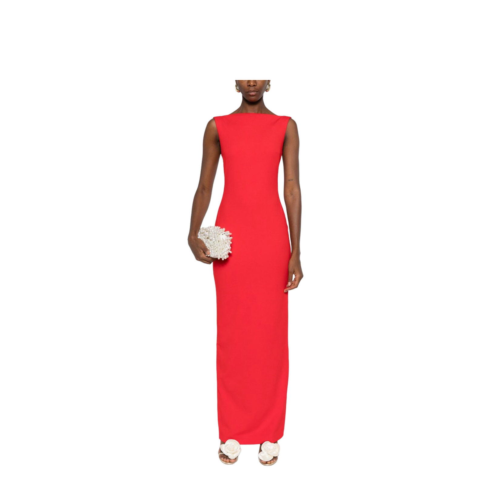 Red Boat Neck Sleeveless Maxi Dress - Image 5