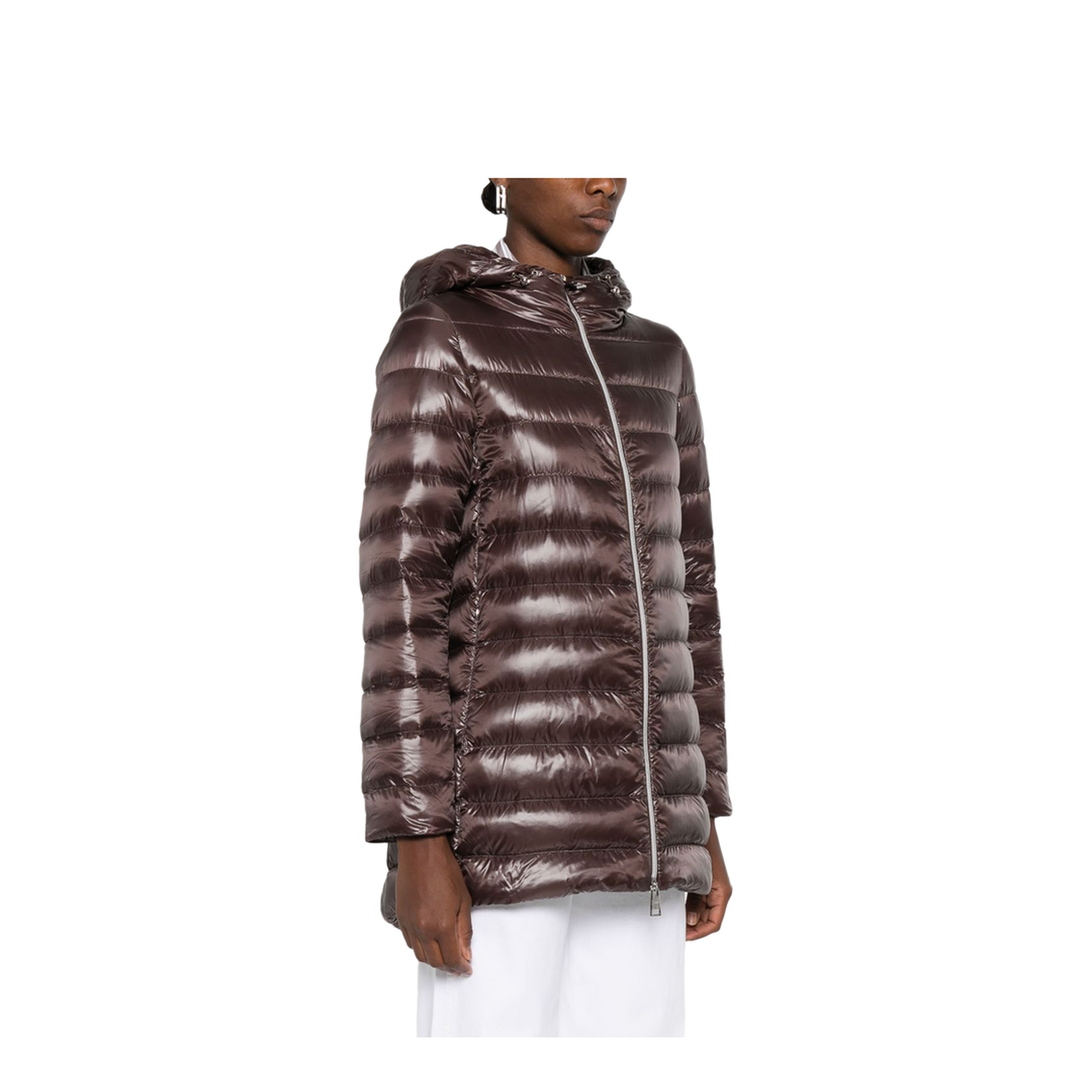 Brown A-Shape Midi Down Jacket - Image 4