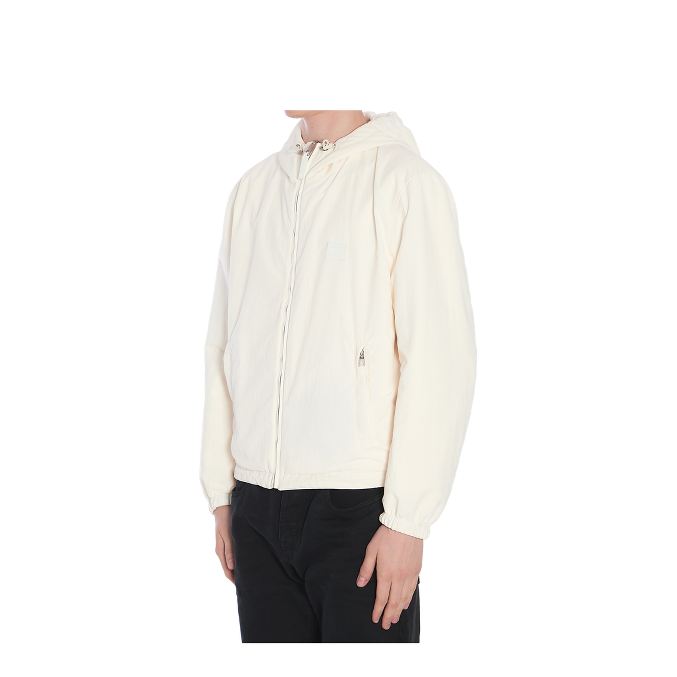 Leather and fabric jacket with reversible hood - Image 5
