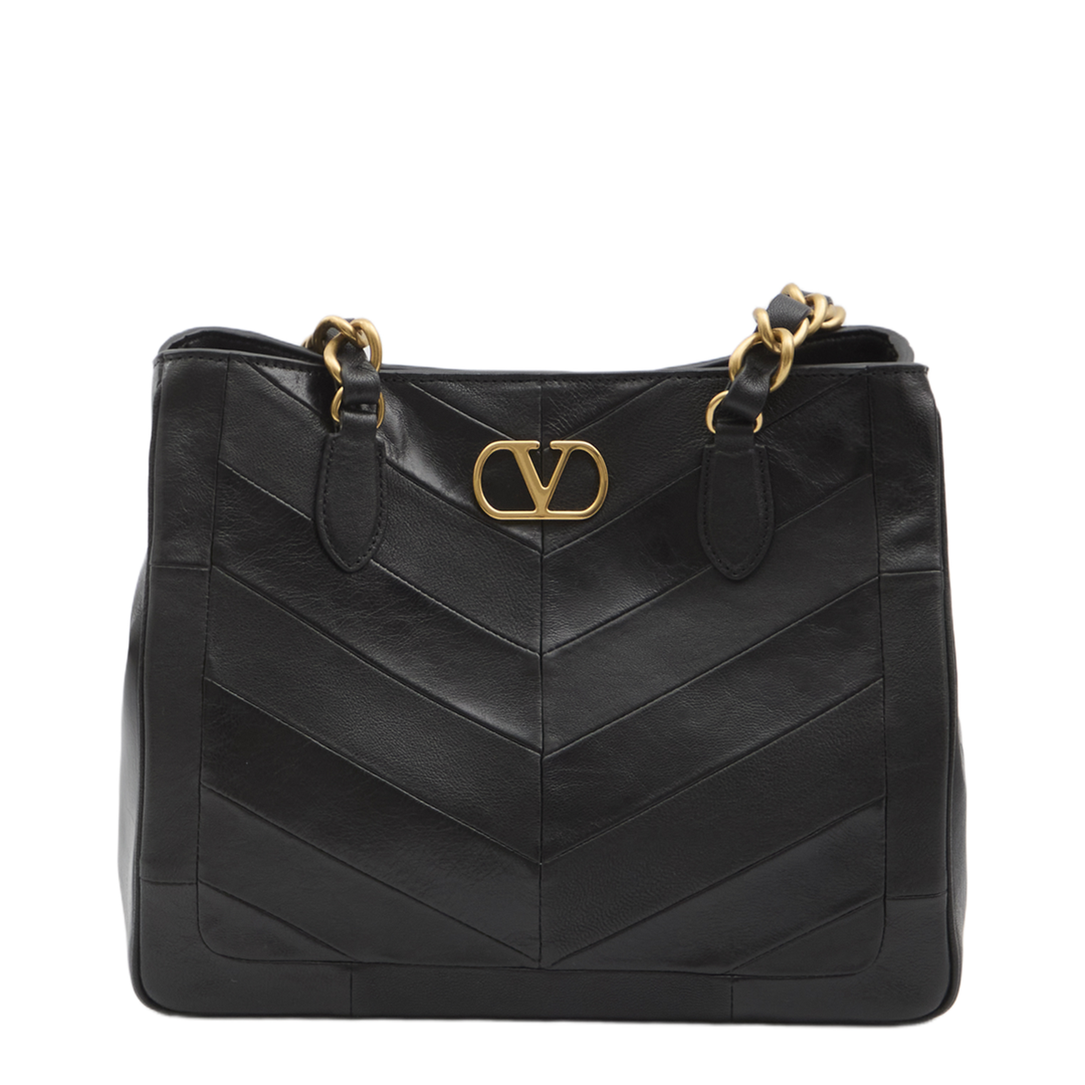 Laseine Small Nappa Leather Shopping Bag - Black - Image 1