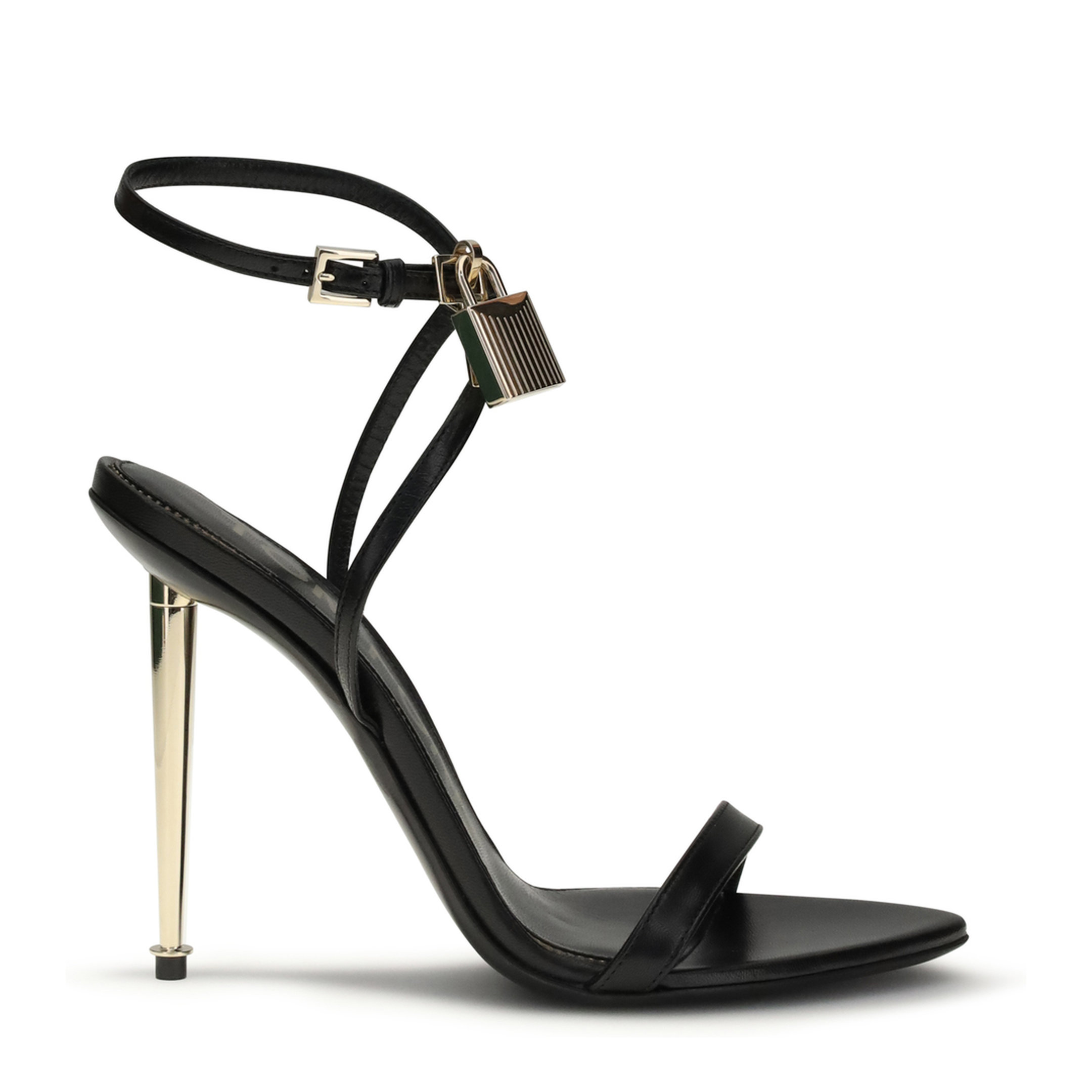 Padlock Pointy Naked Heeled Sandals - Image 1