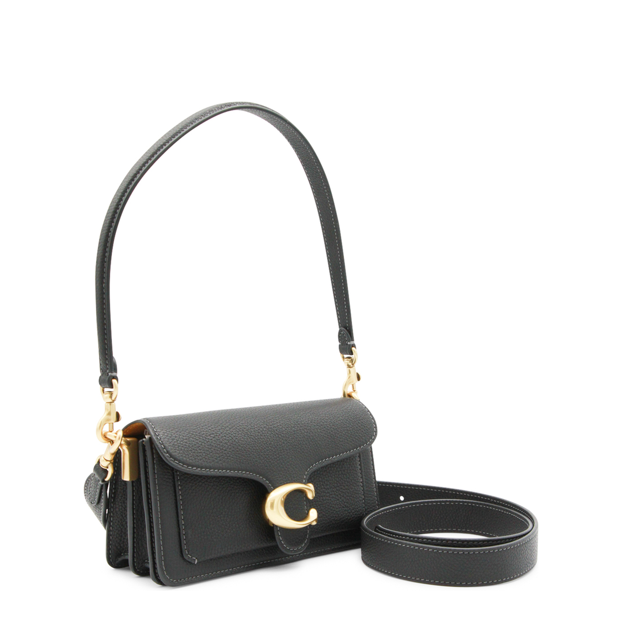 Tabby 20 Polished Pebble Leather Shoulder Bag - Black - Image 3