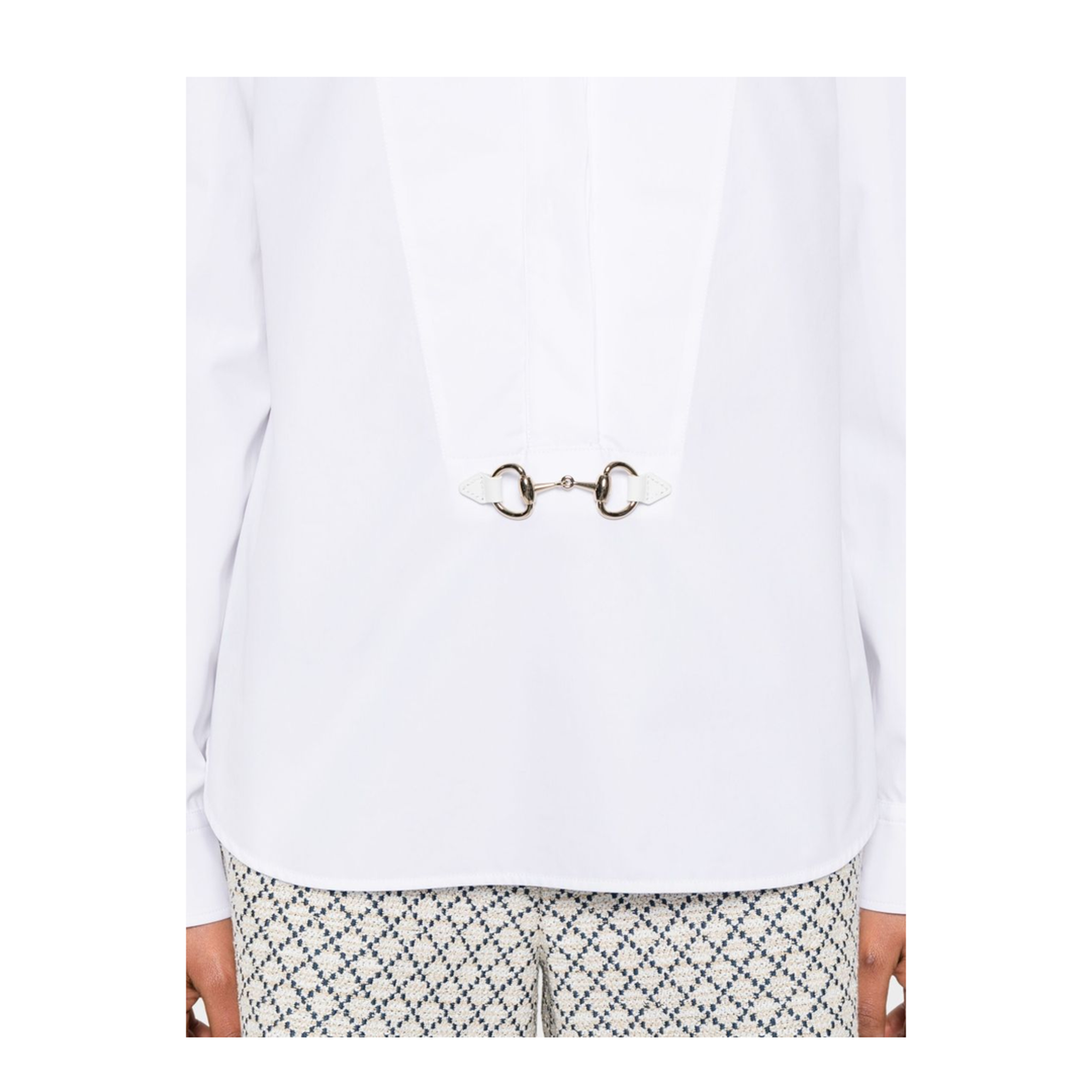 Cotton Poplin Shirt with Horsebit in White - Image 5