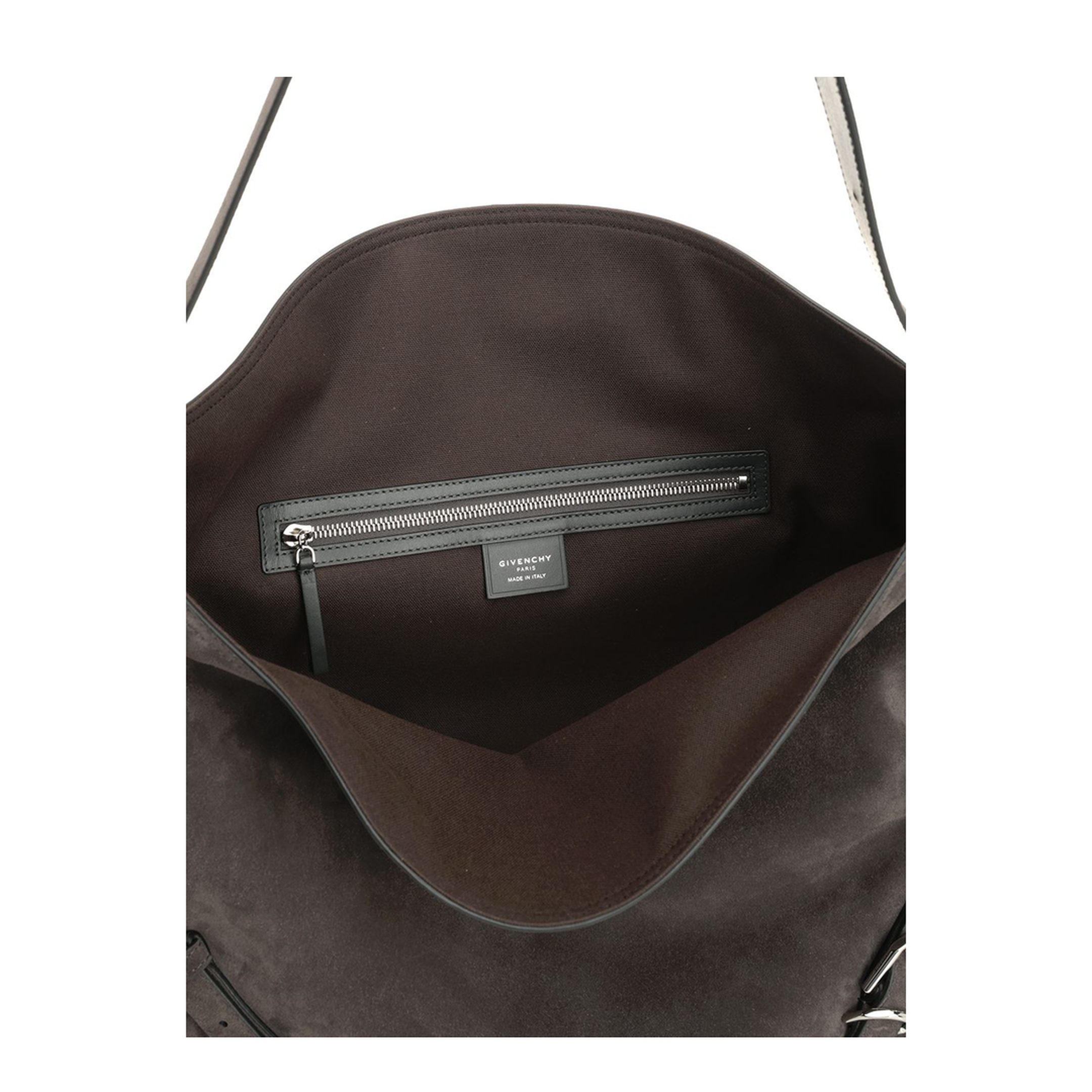 Voyou Large Suede Shoulder Bag - Grey - Image 4