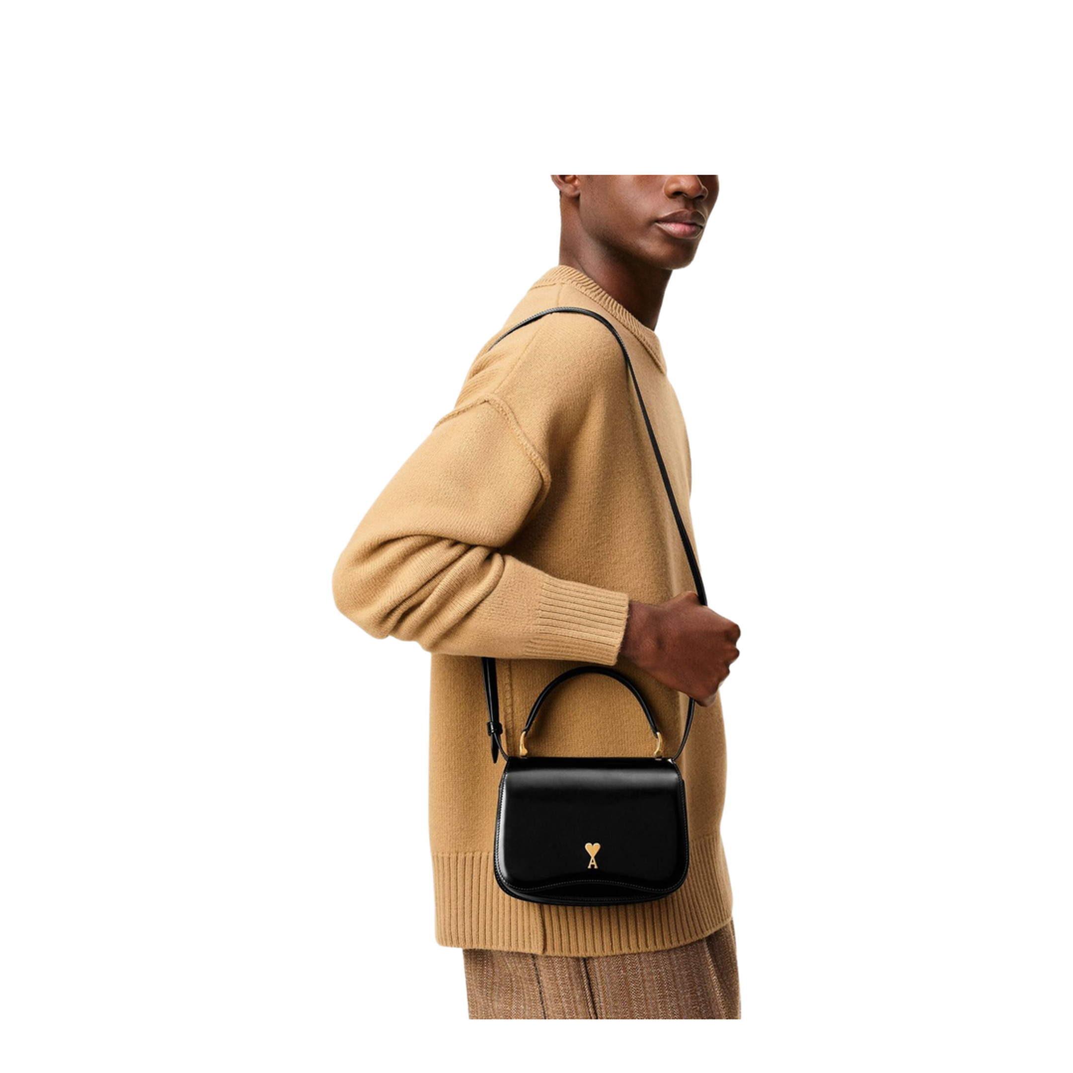 Black Glazed Leather Top Handle Bag - Image 6