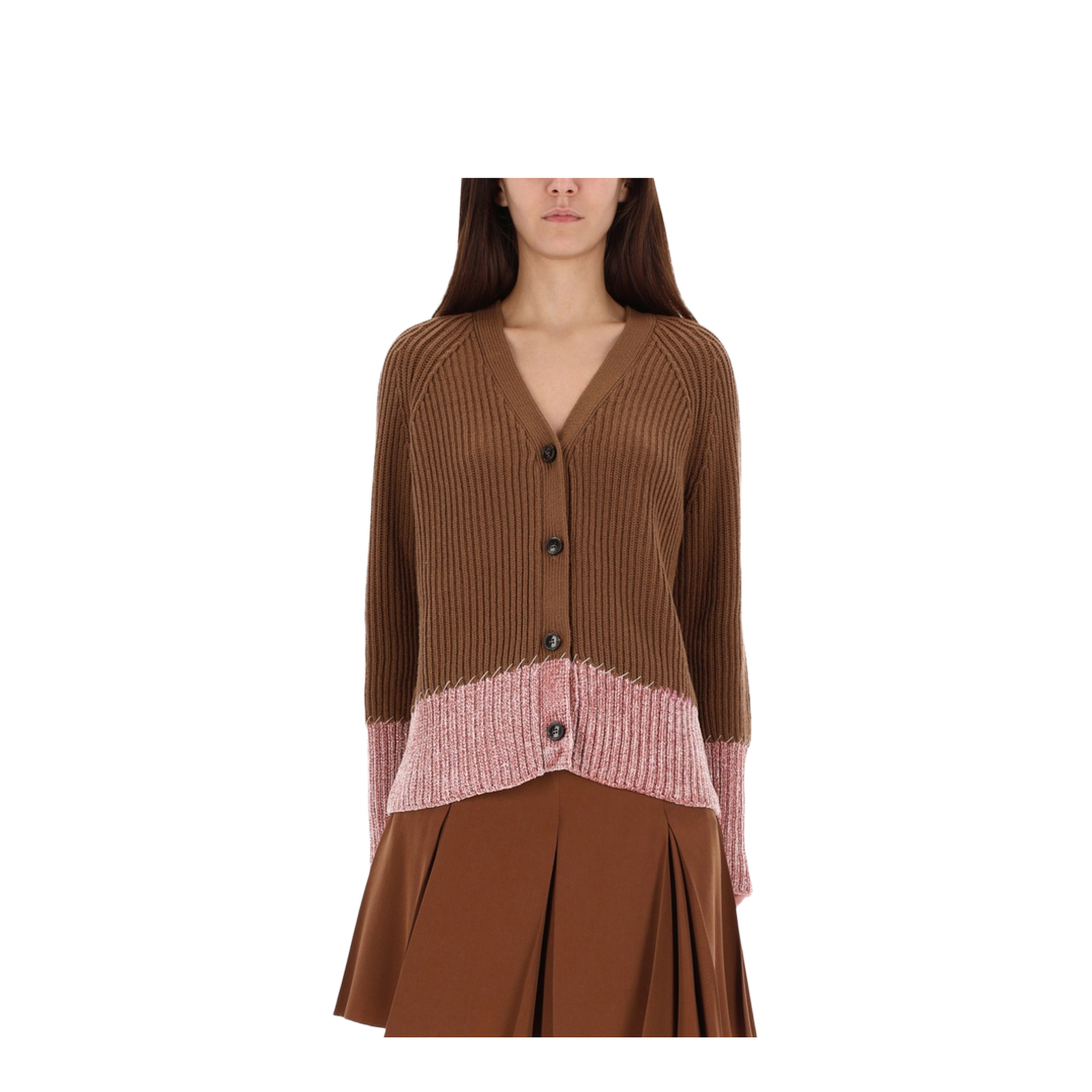 Cardigan with Color Block Pattern - Image 1