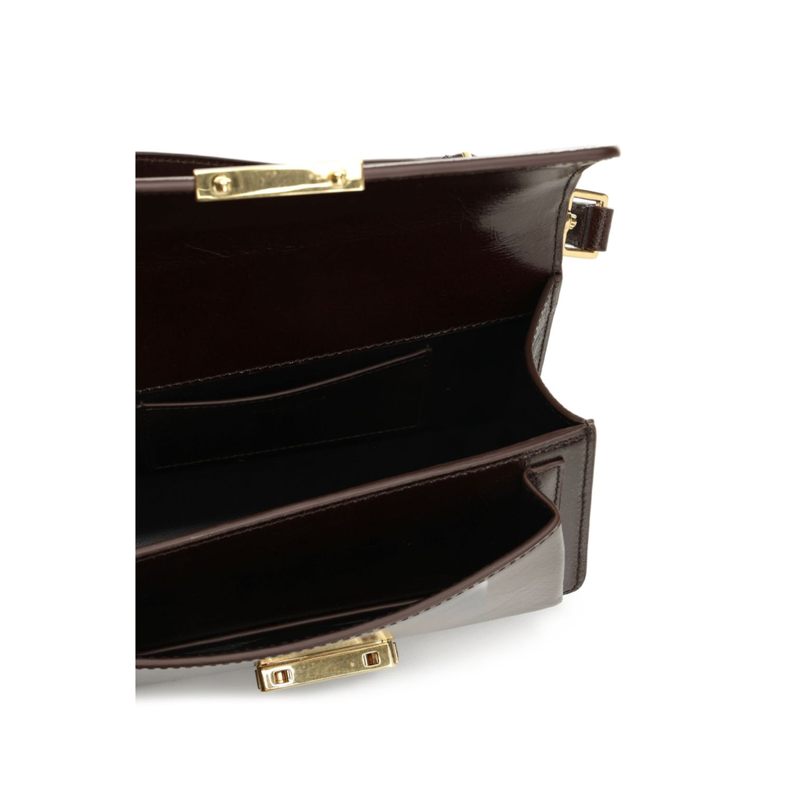 Small Calf Leather Handbag - Dark Brown - Image 4