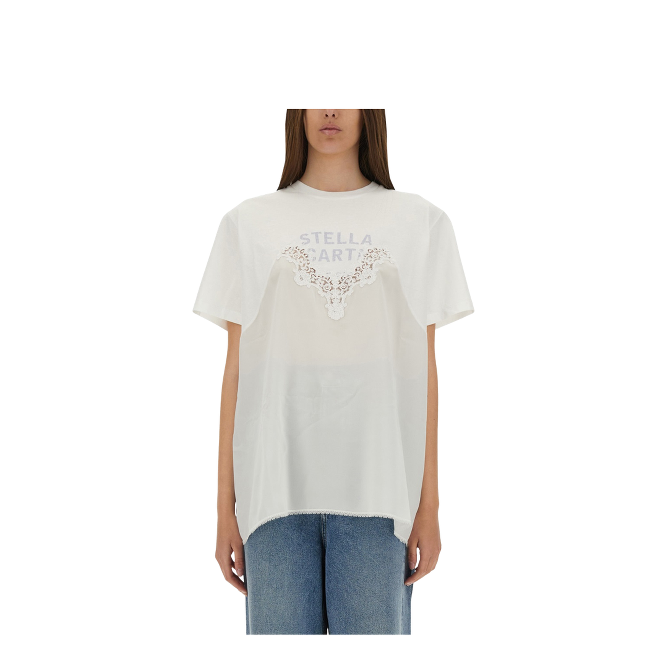 T-Shirt with Lace Insert - Image 1