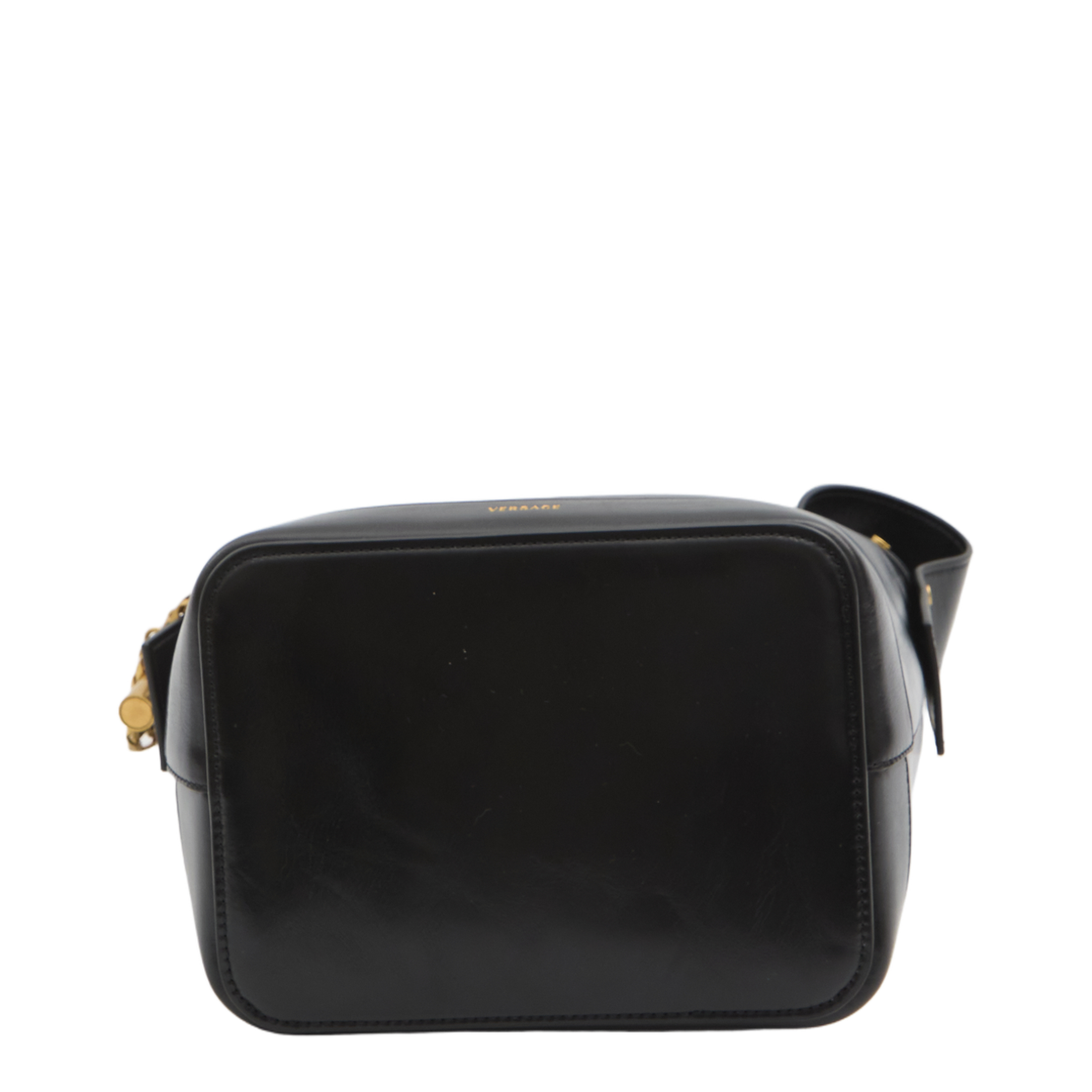 Medusa Calfskin Bucket Bag - Black - Image 3