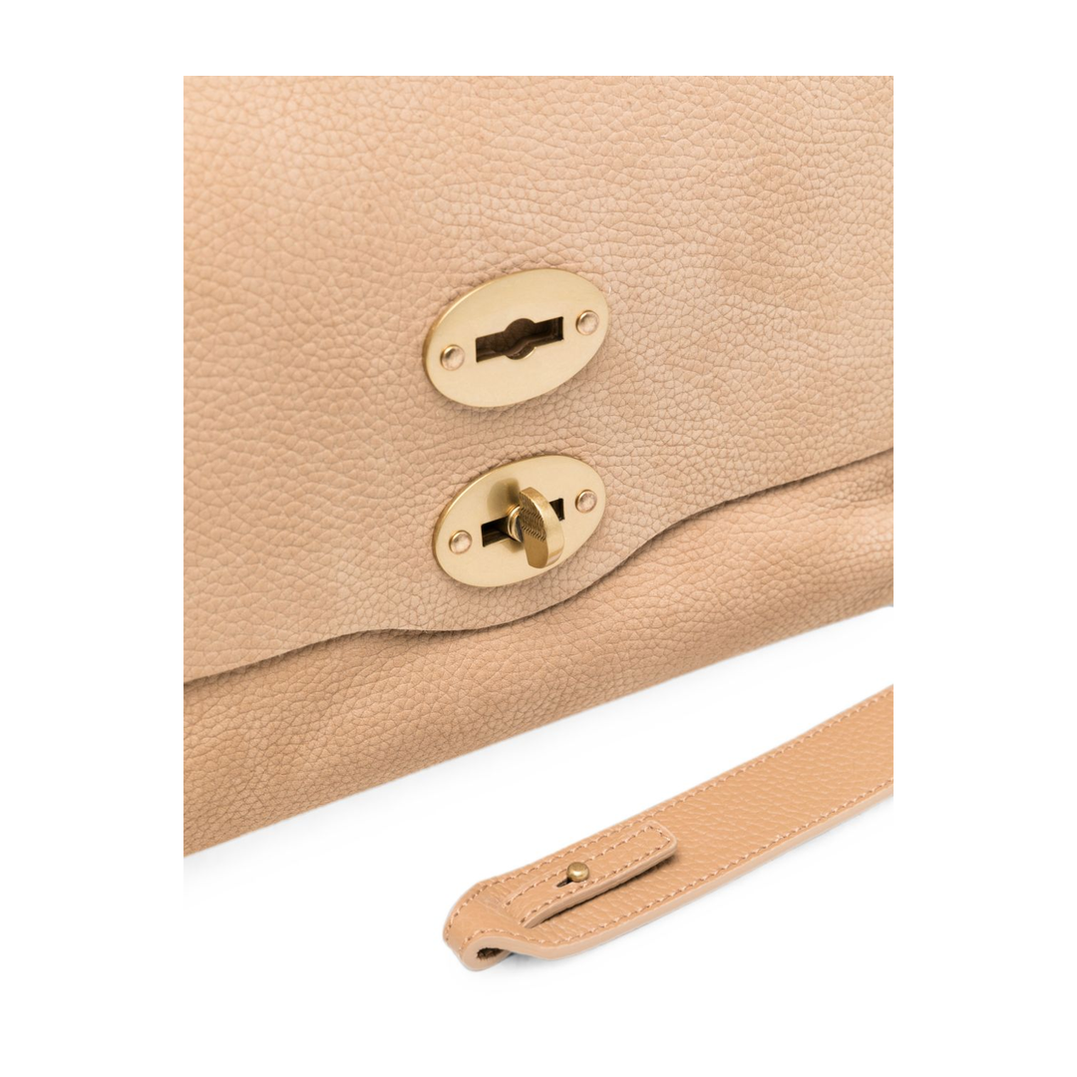 One Size Glossy Goat Satchel - Pebbled Beige - Image 4