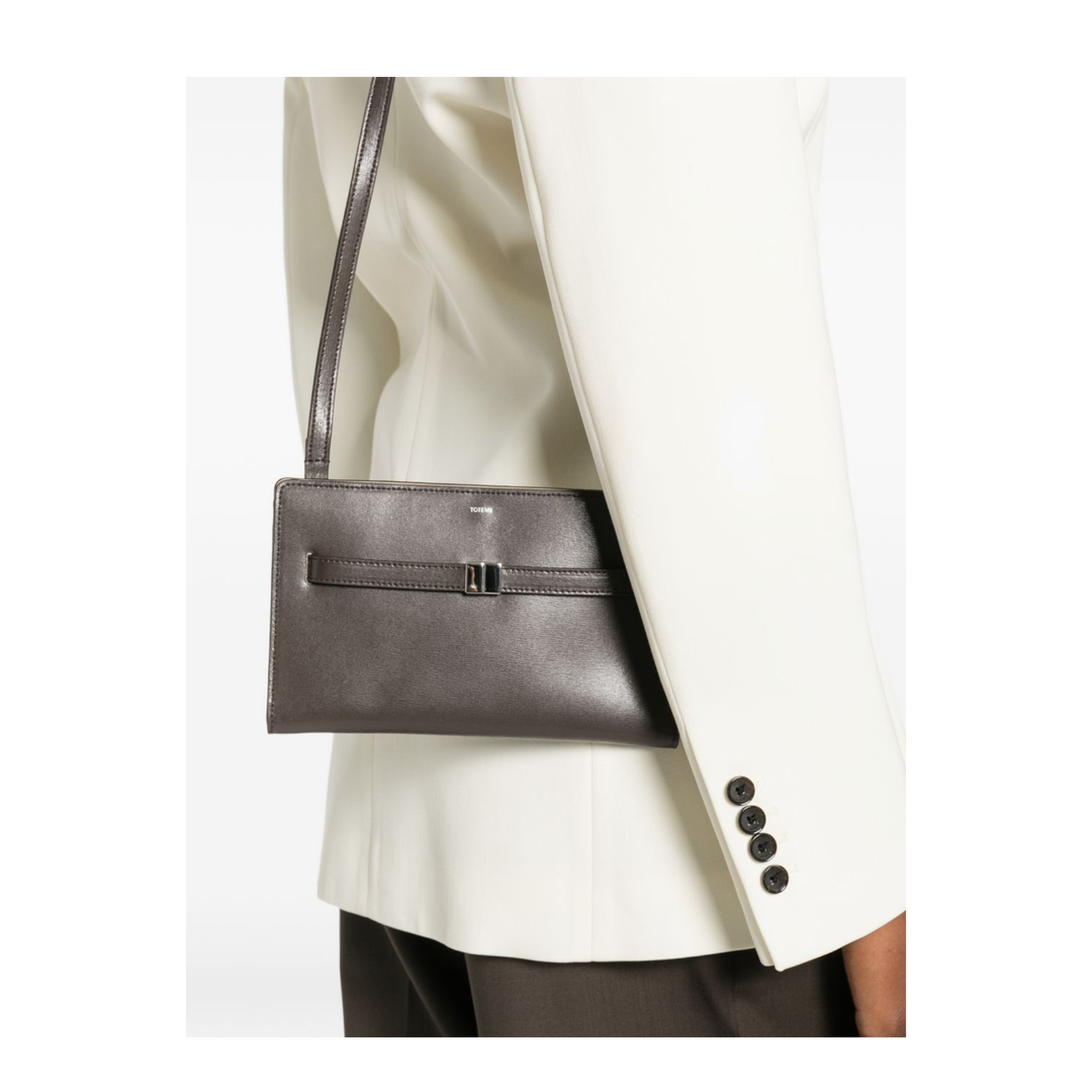 Belted Leather Crossbody Bag - Bark - Image 2