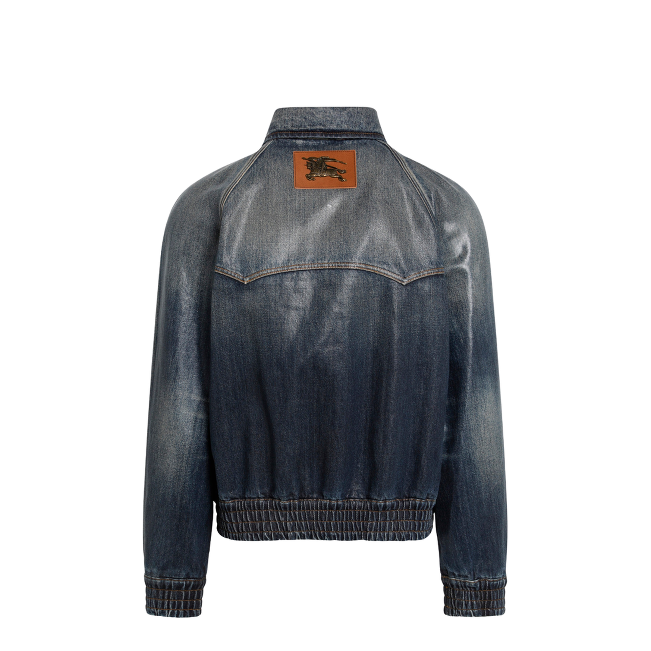 Coated Denim Aviator Jacket In Mid Blue - Image 2