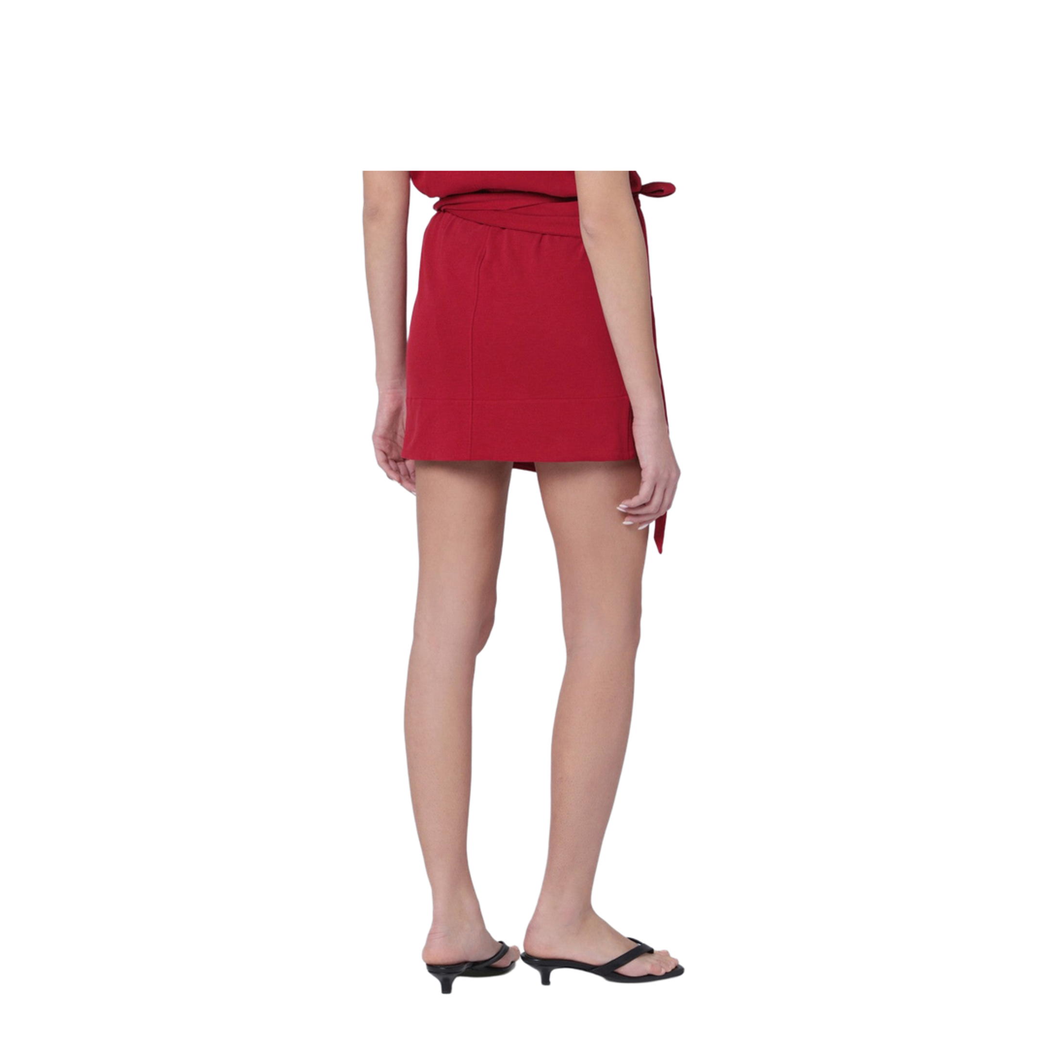 Berenice Cherry-Coloured Jersey Miniskirt - Image 2
