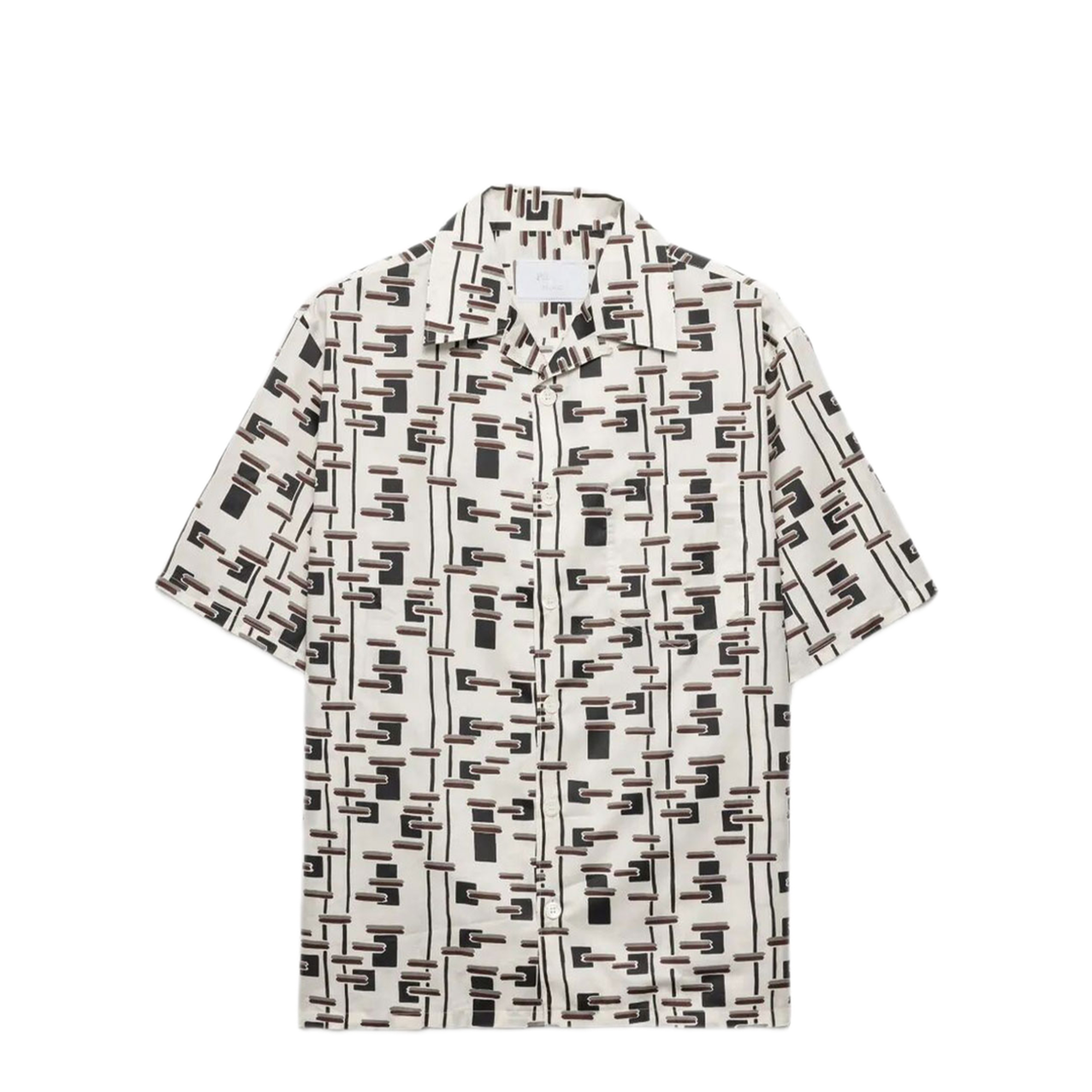 Printed Cotton Blend Bowling Shirt - Image 1