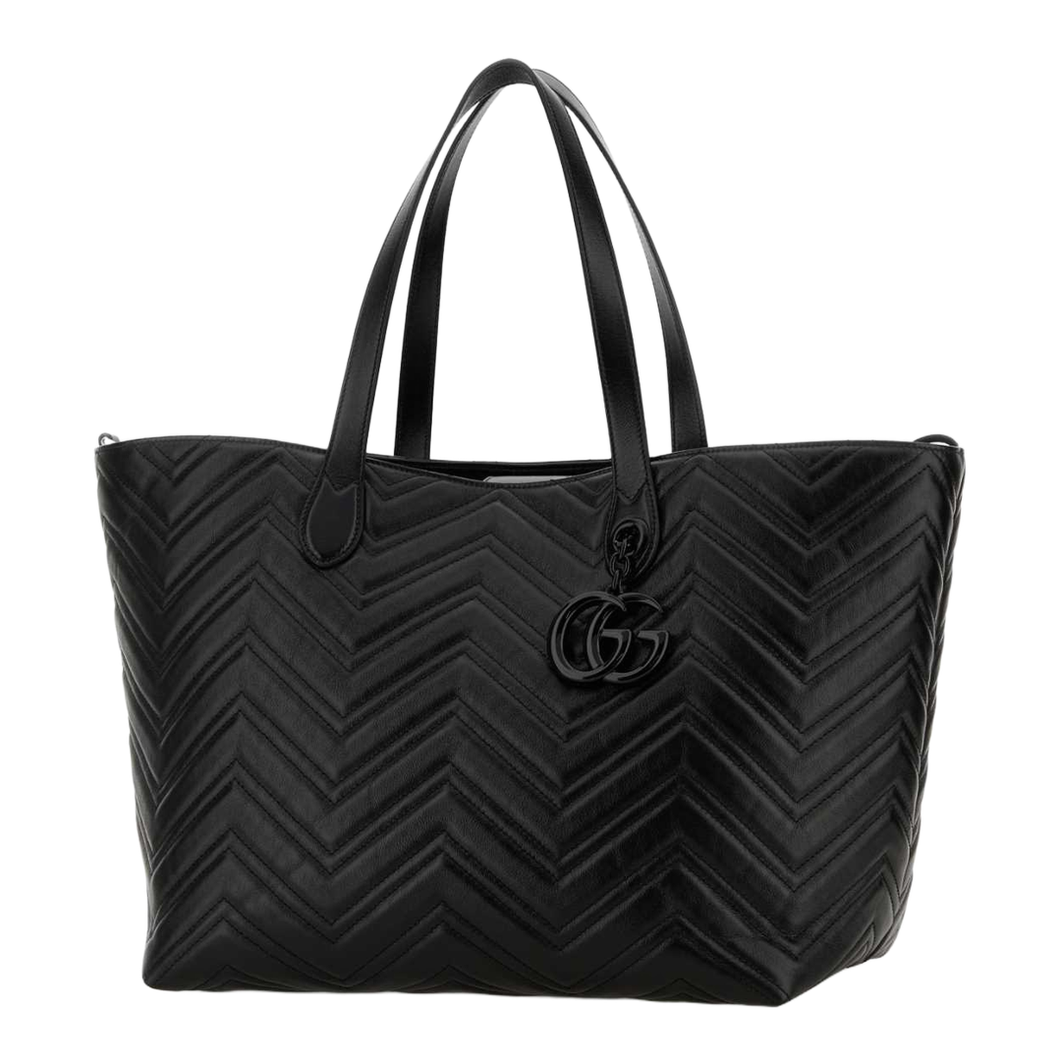 GG Marmont Large Matelassé Chevron Nappa Leather Tote - Black - Image 2