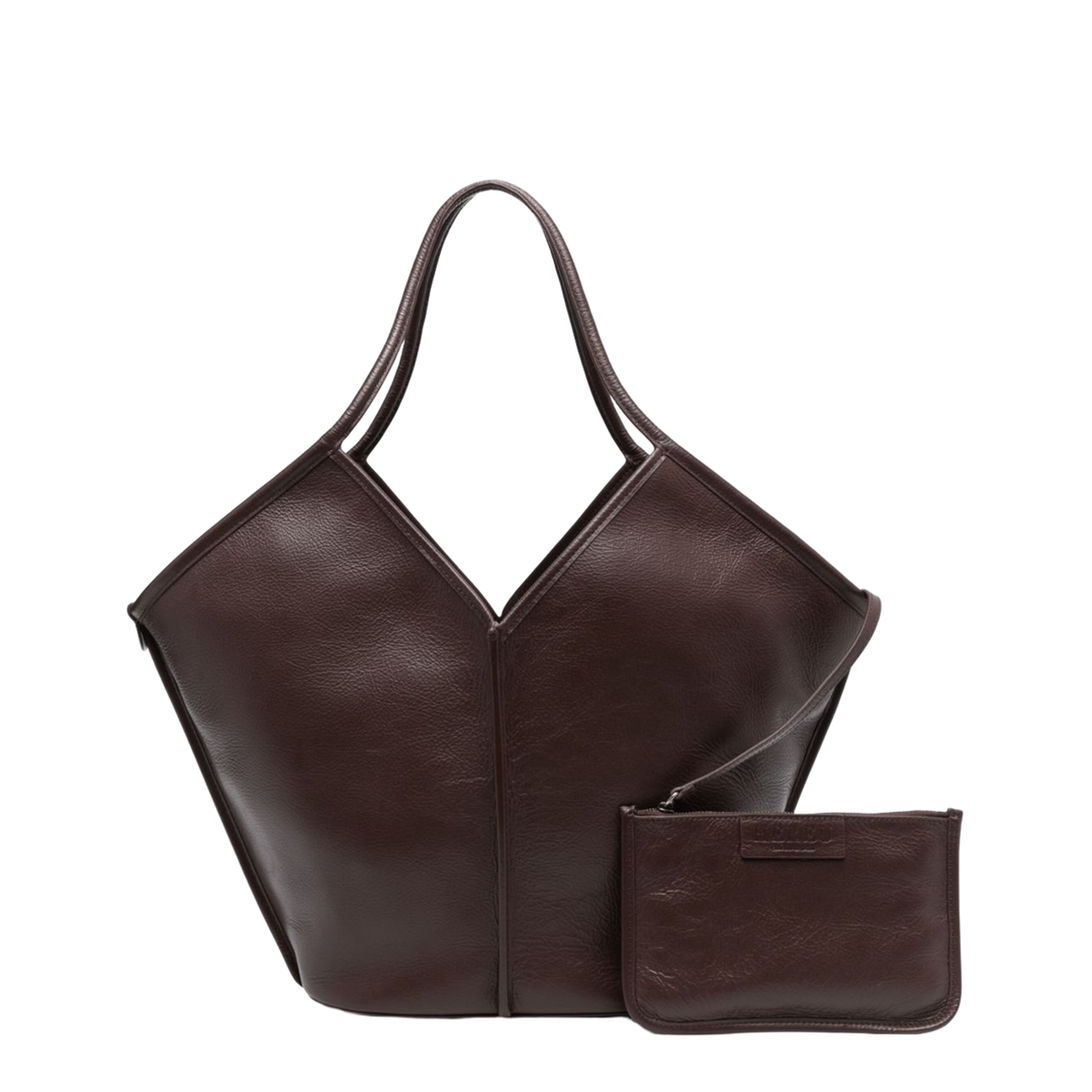 Calella Distressed Leather Tote Bag - Dark Brown - Image 1