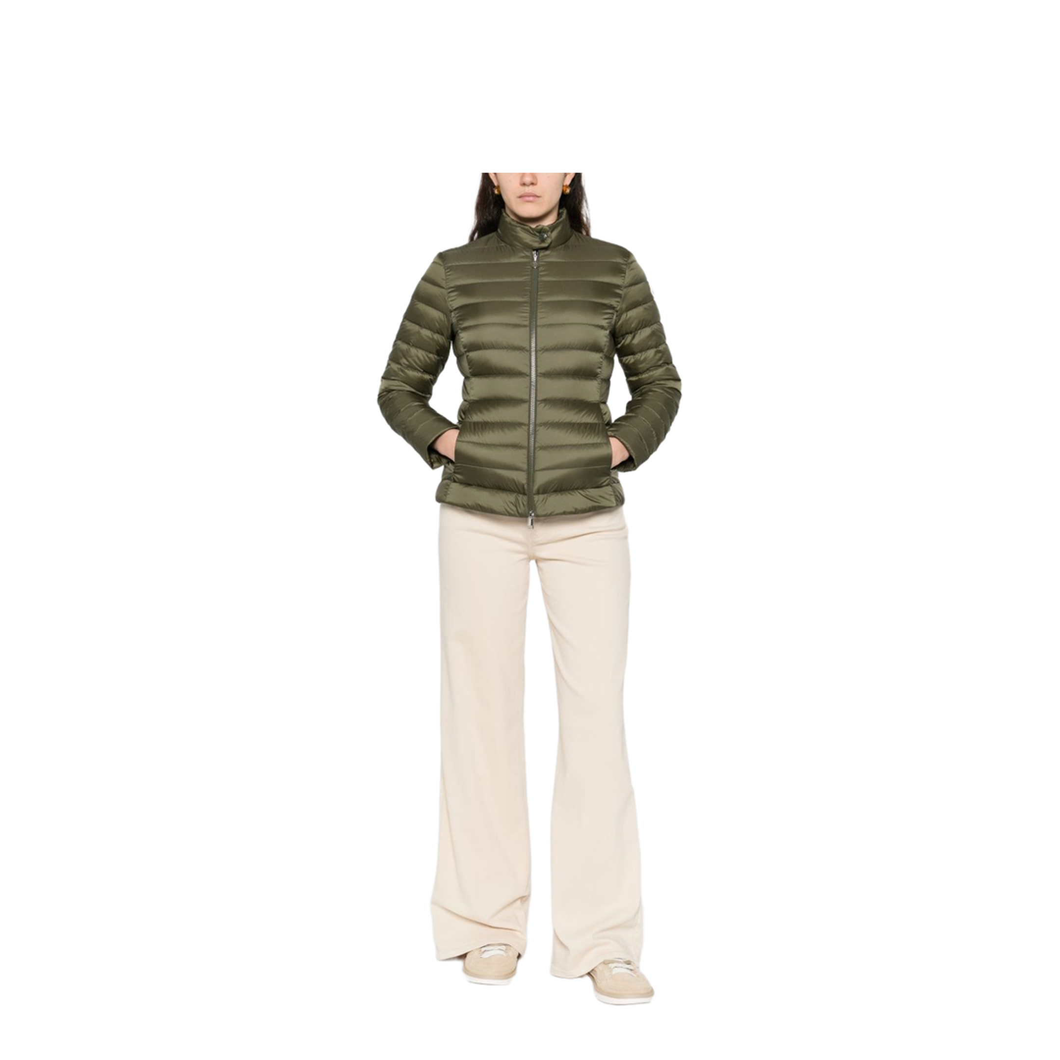 Olive Green Nylon Genet Down Jacket - Image 2