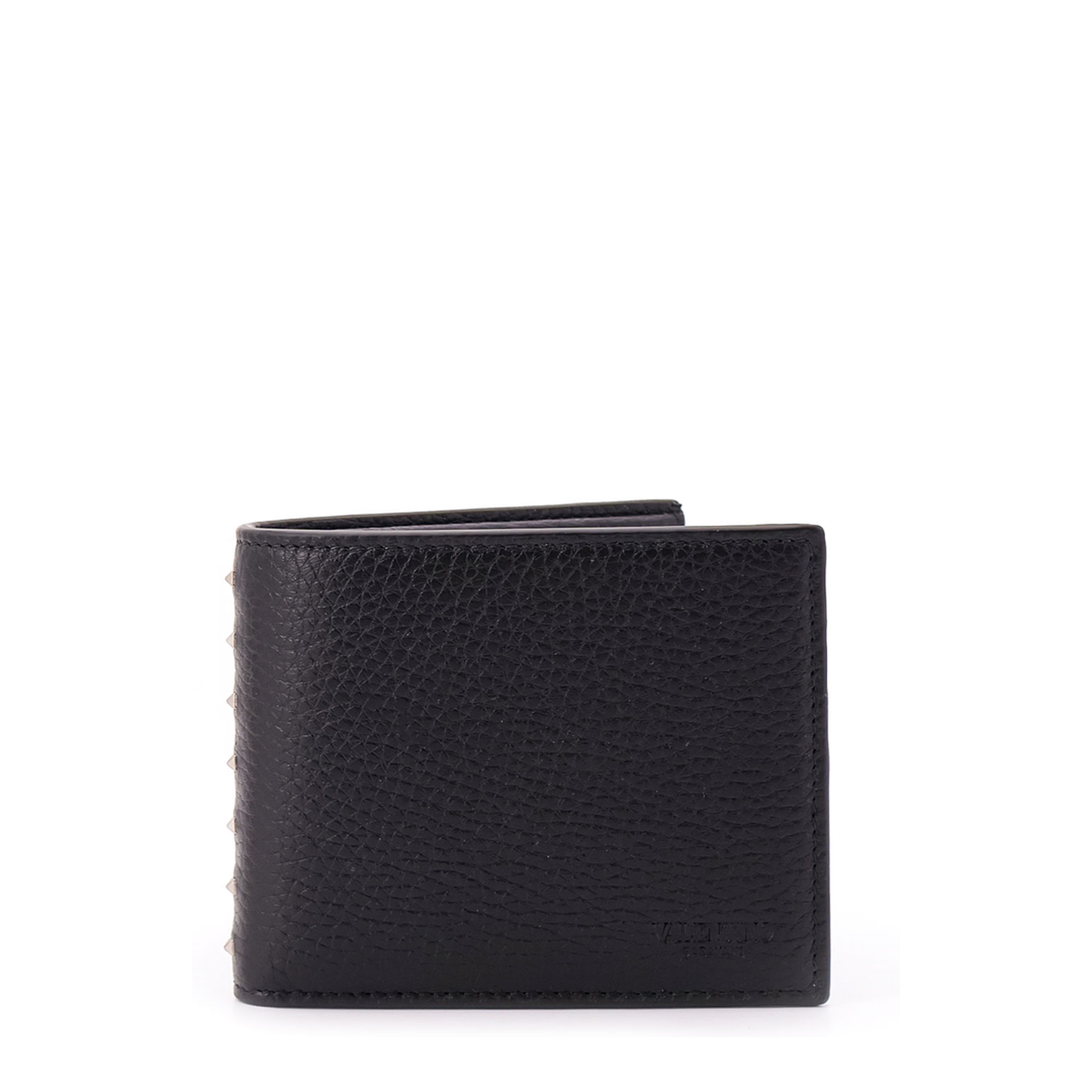 Rockstud Grainy Calfskin Wallet - Black - Image 1