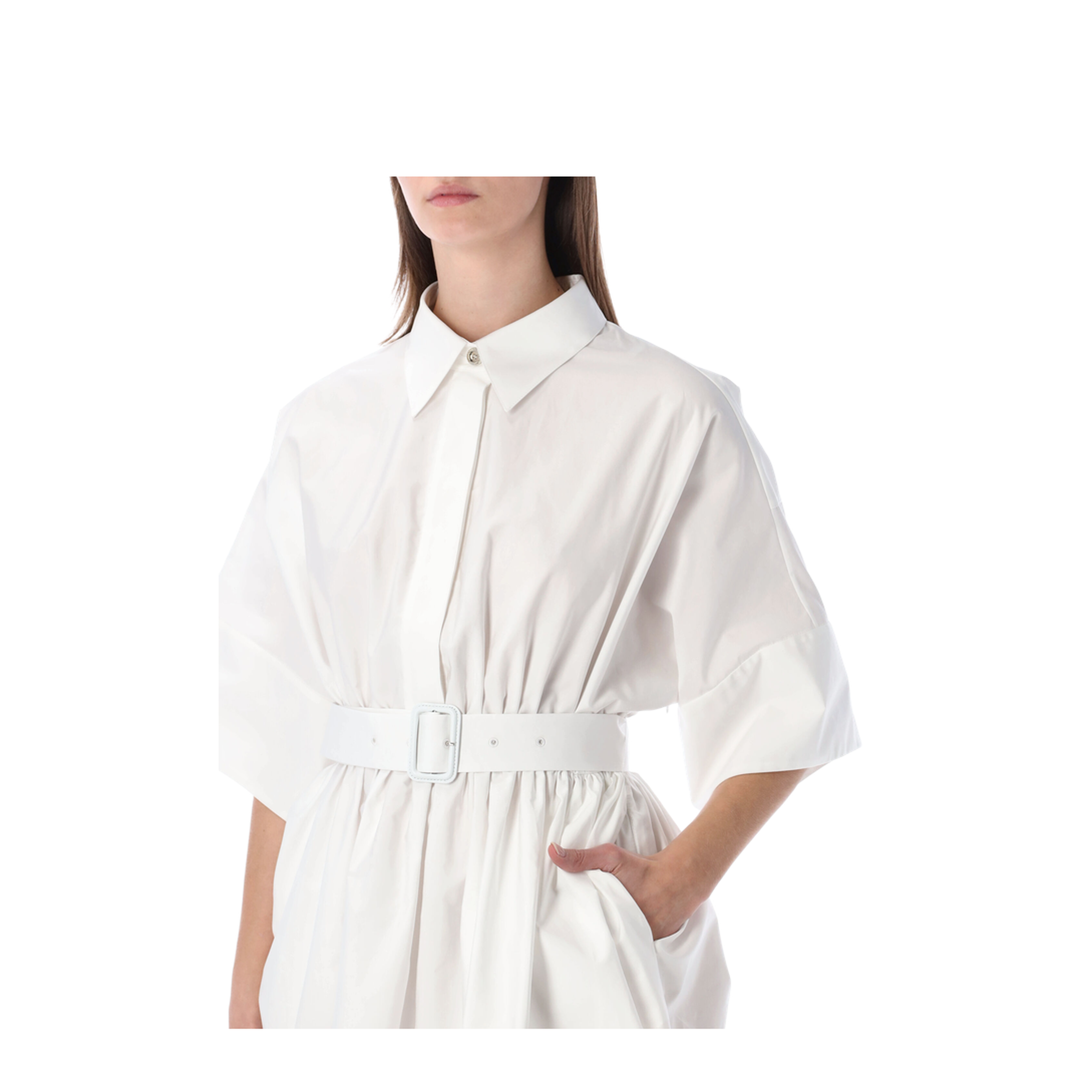 Mini Chemisier Dress in White Poplin - Image 3