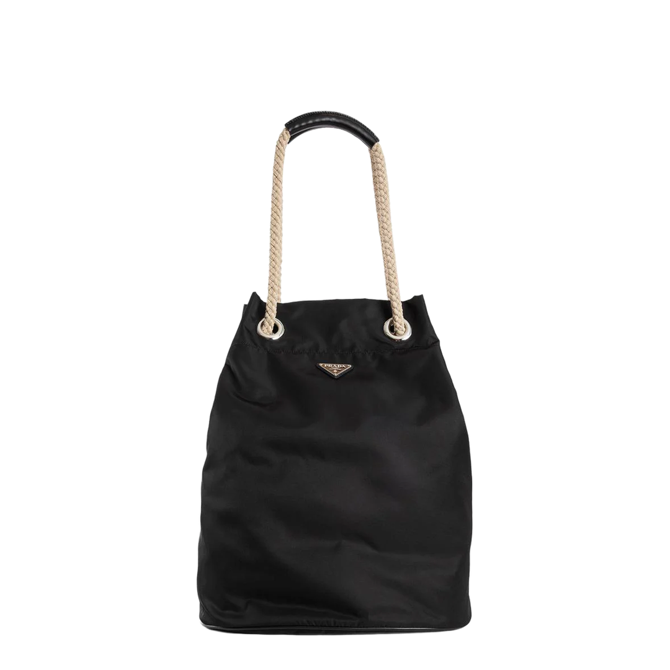 Re-Nylon Recycled Polyamide & Leather Shopping Bag - Nero - Image 1