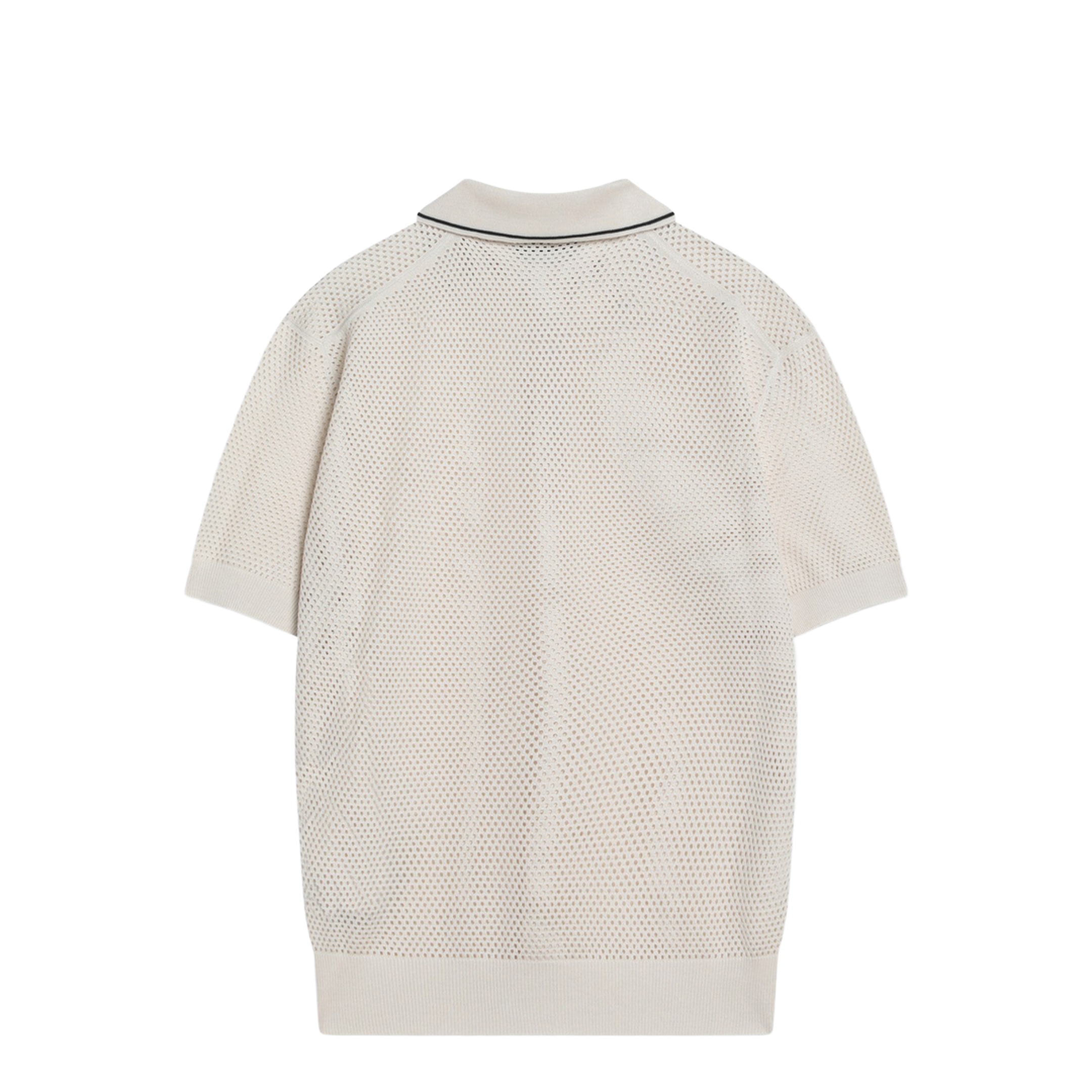 Openwork Talc-Coloured Polo in Cotton and Silk - Image 2