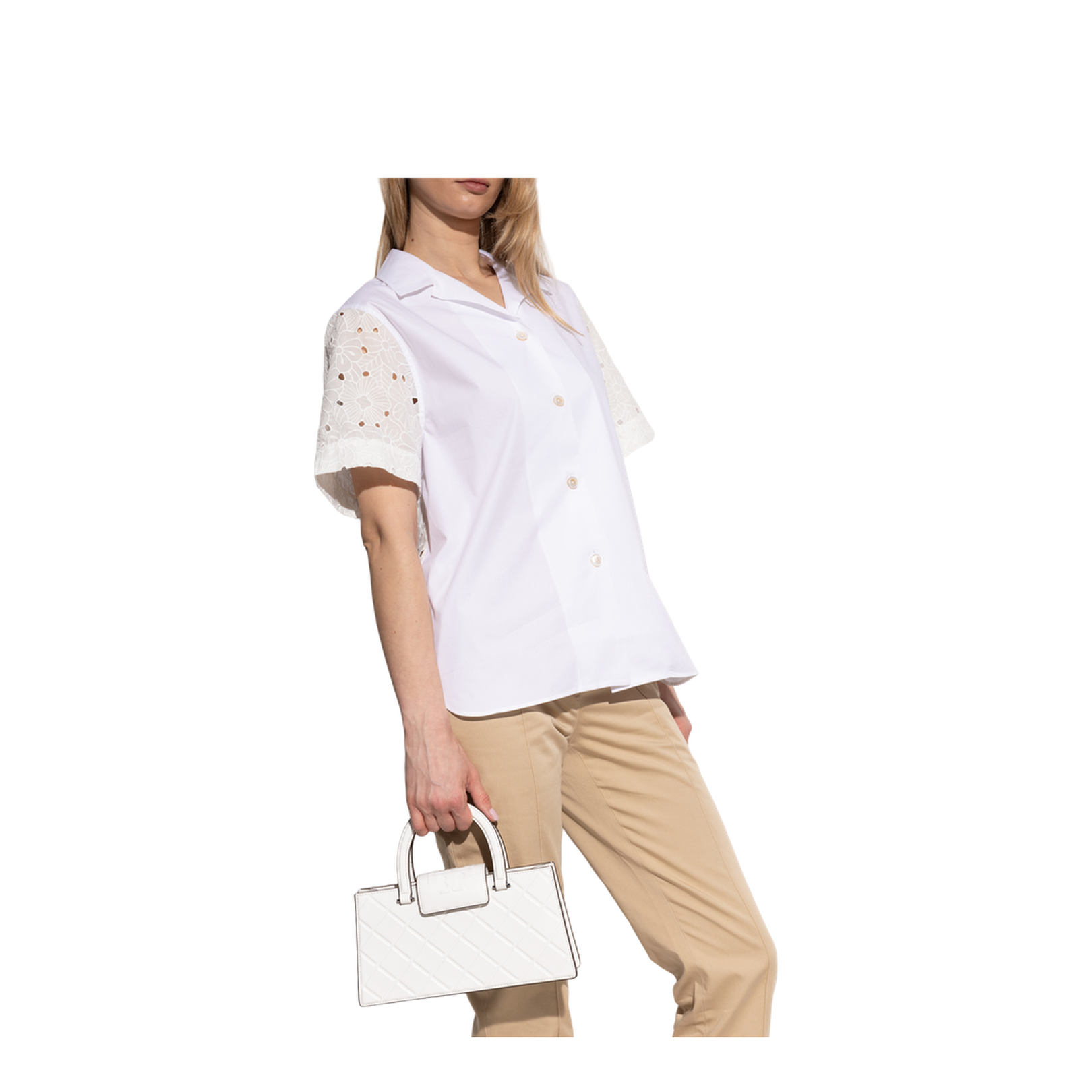 Logo-Embossed Handbag Leather White - Image 3