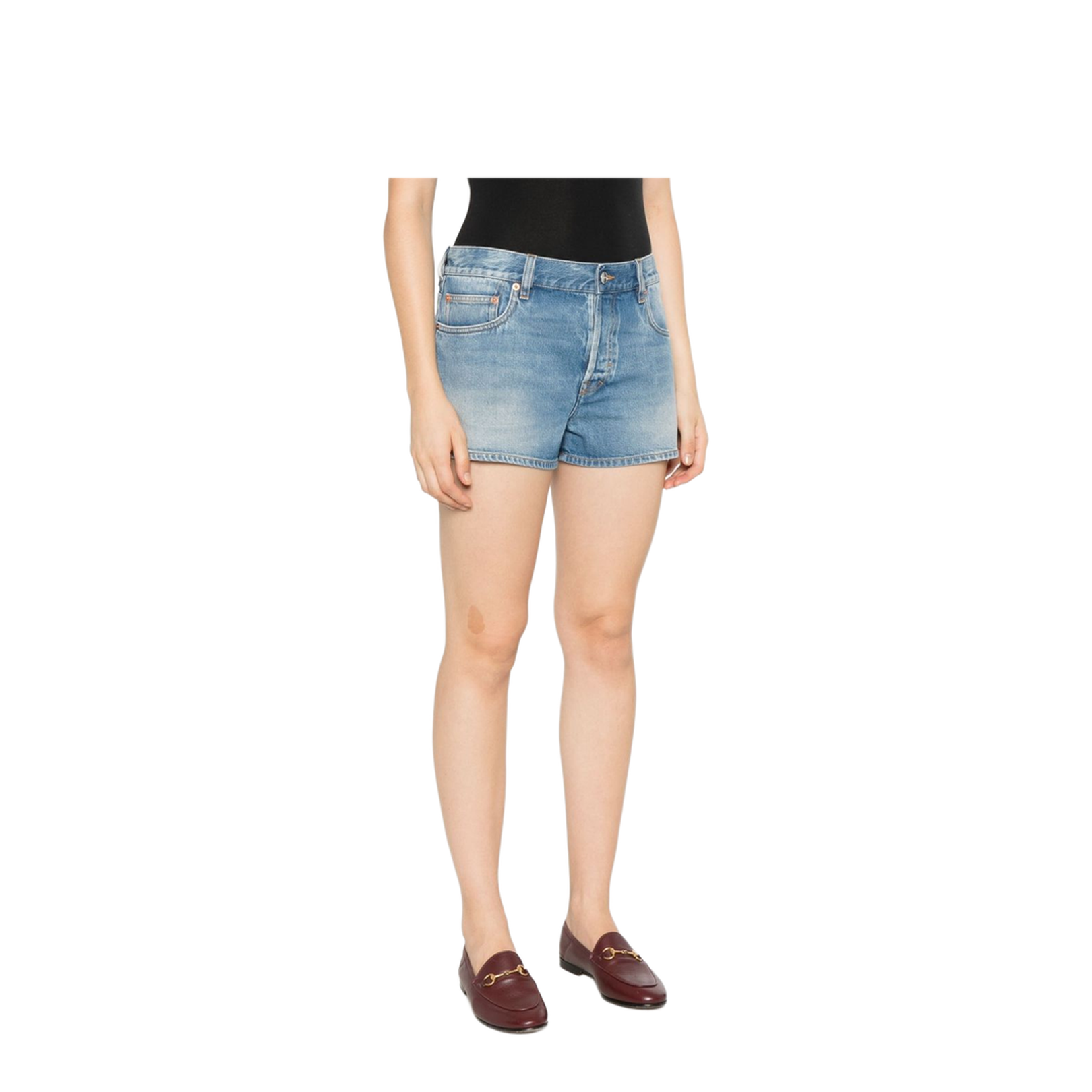 Stonewashed Denim Shorts in Light Blue - Image 2