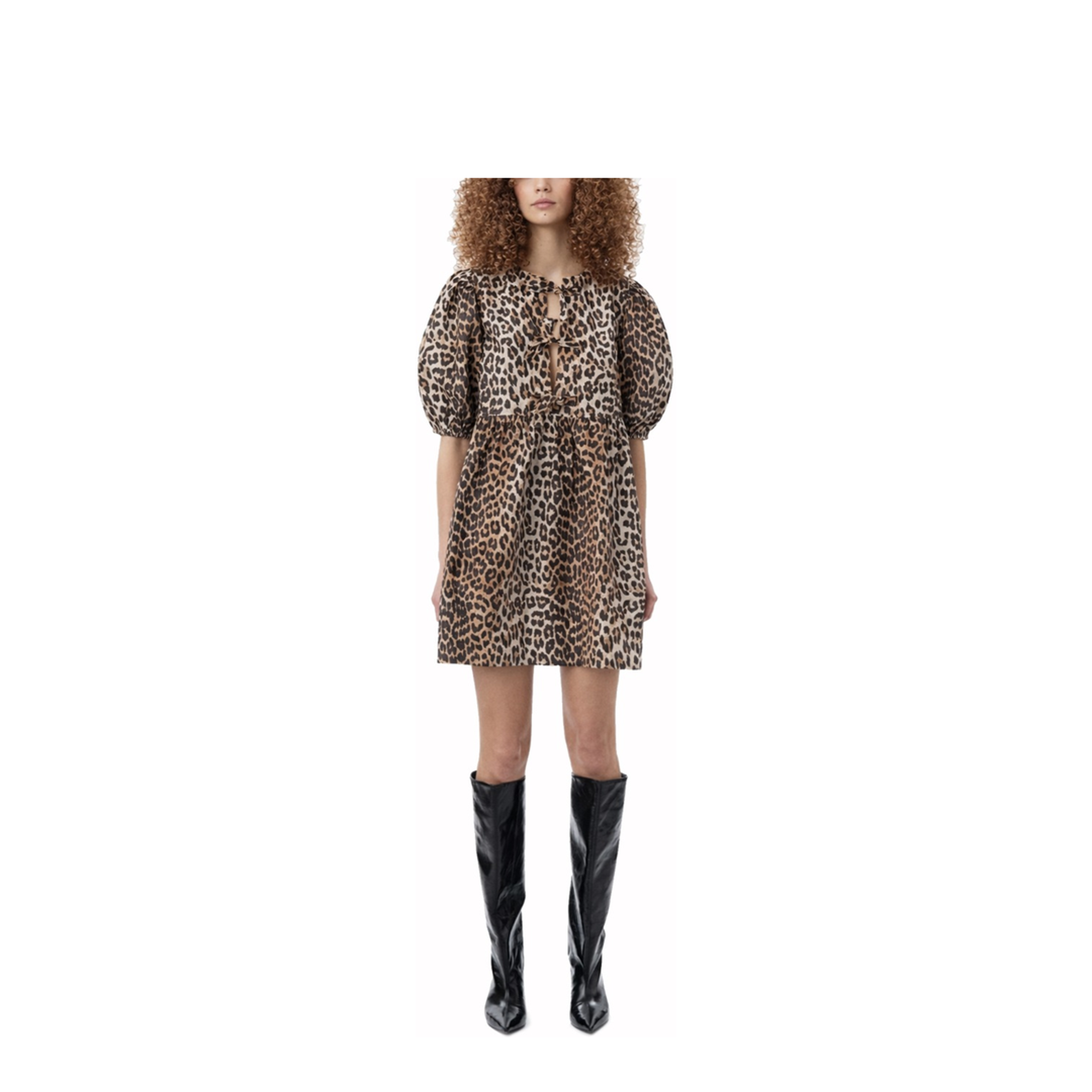 Printed Tie String Poplin Mini Dress - Image 2