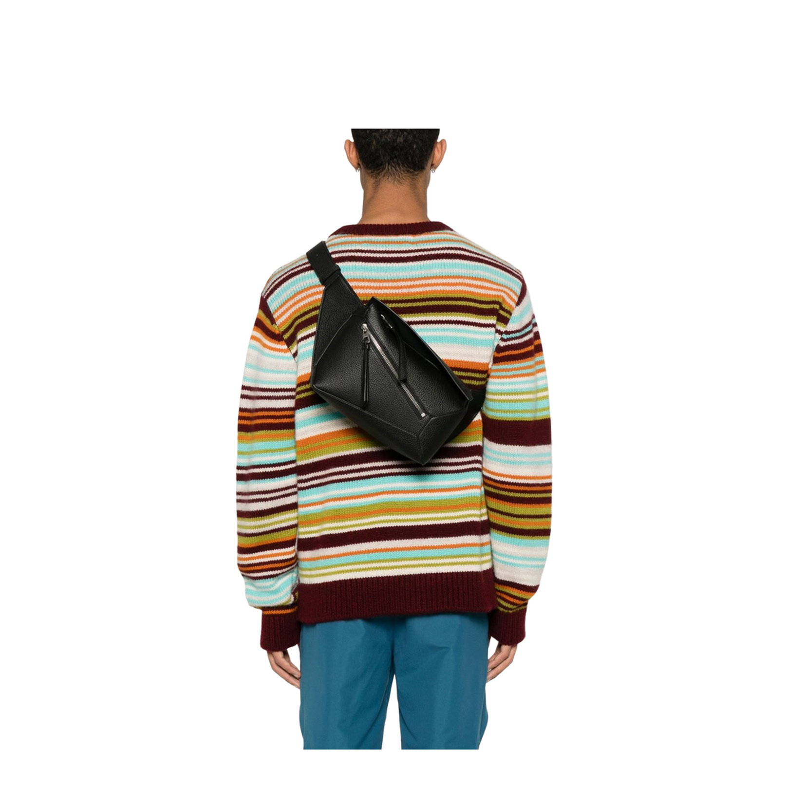 Puzzle Edge Small Calfskin Bumbag - Black - Image 3