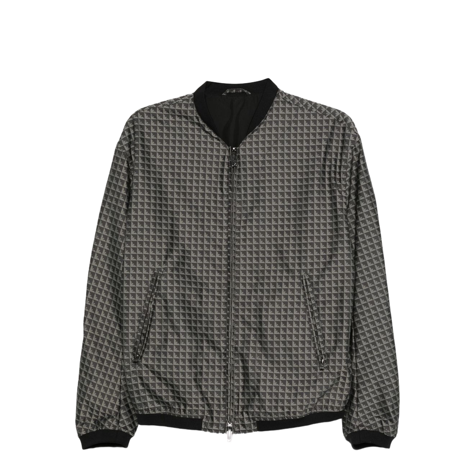 Blouson in Nylon Jacquard with Repeated Eagle Motif - Image 1