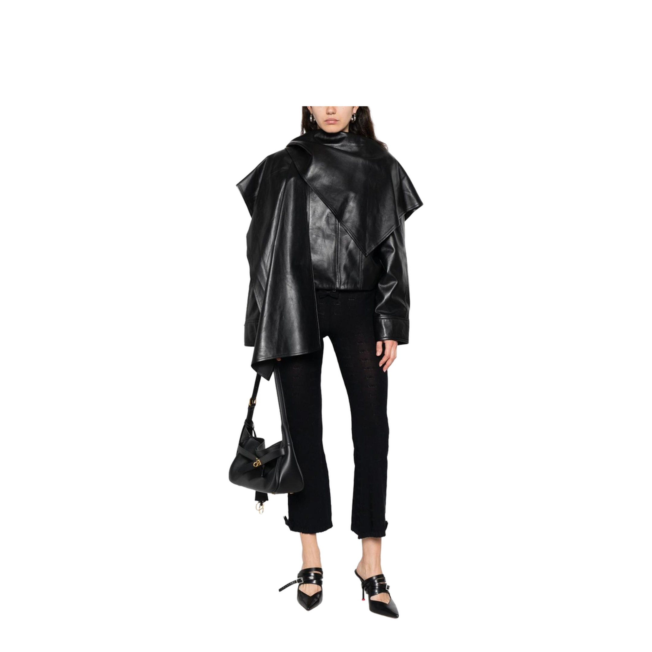 Flared Capri Pants in Black - Image 3