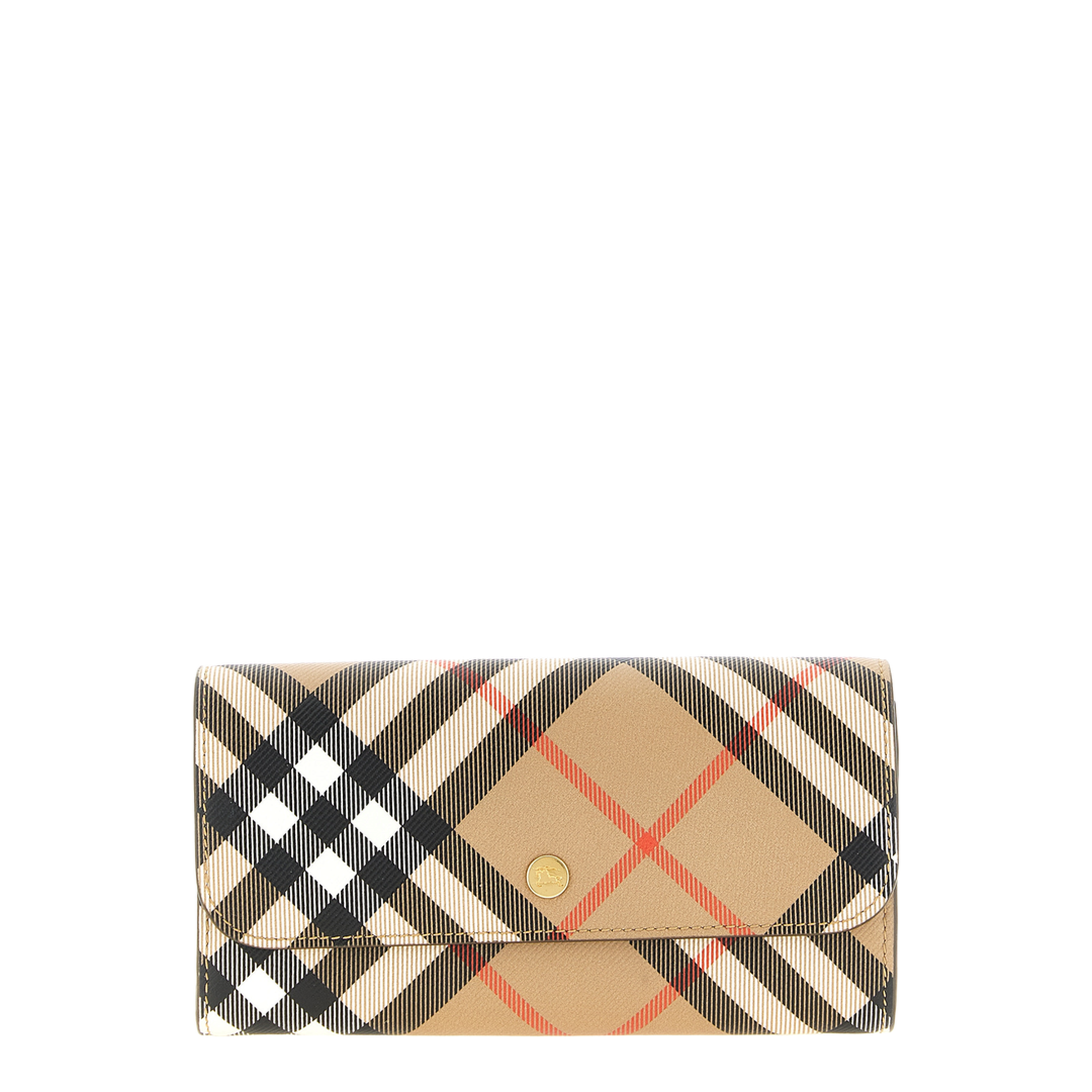 Check Print Fabric Continental Wallet - Archive Beige/Soap Beige - Image 1
