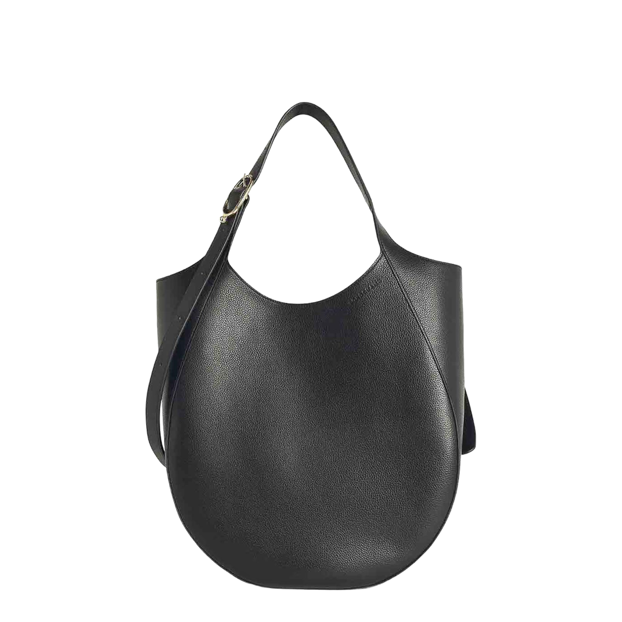 Le Foulonné XL Calf Leather Tote - Black - Image 4