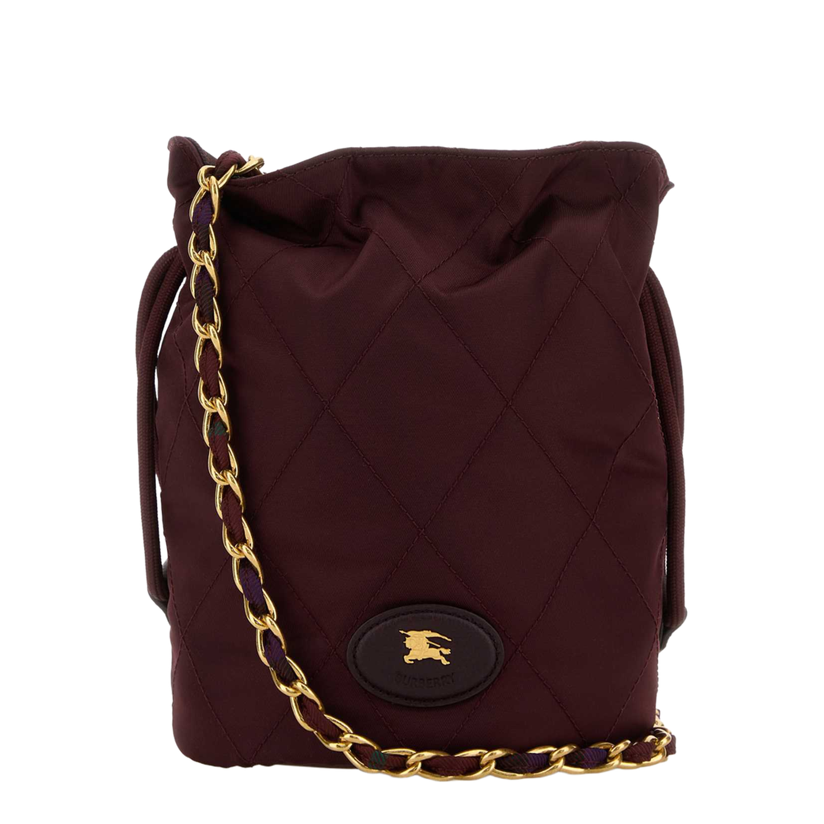 Burgundy Canvas Horseshoe Bucket Bag - Image 1