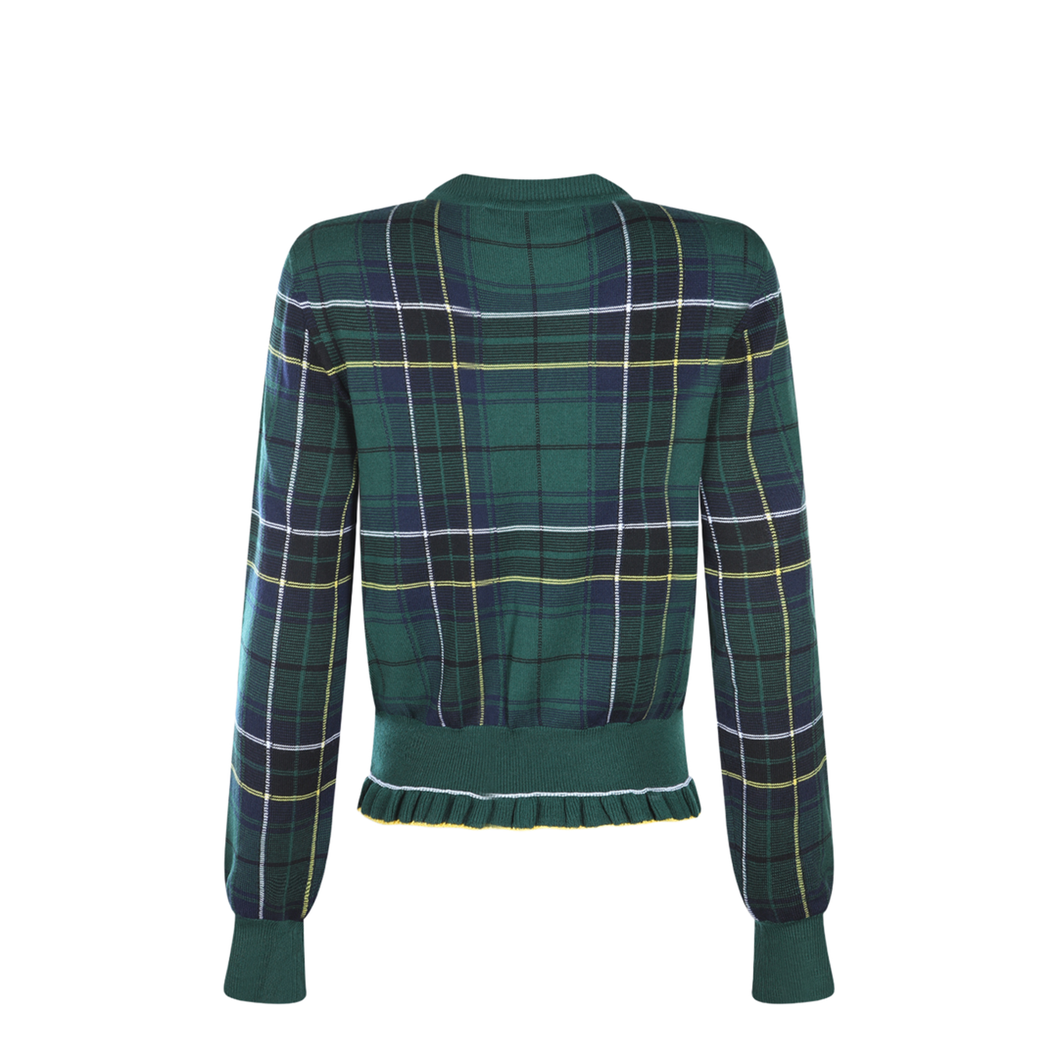Wool Tartan Jumper Dark Green Blue - Image 4
