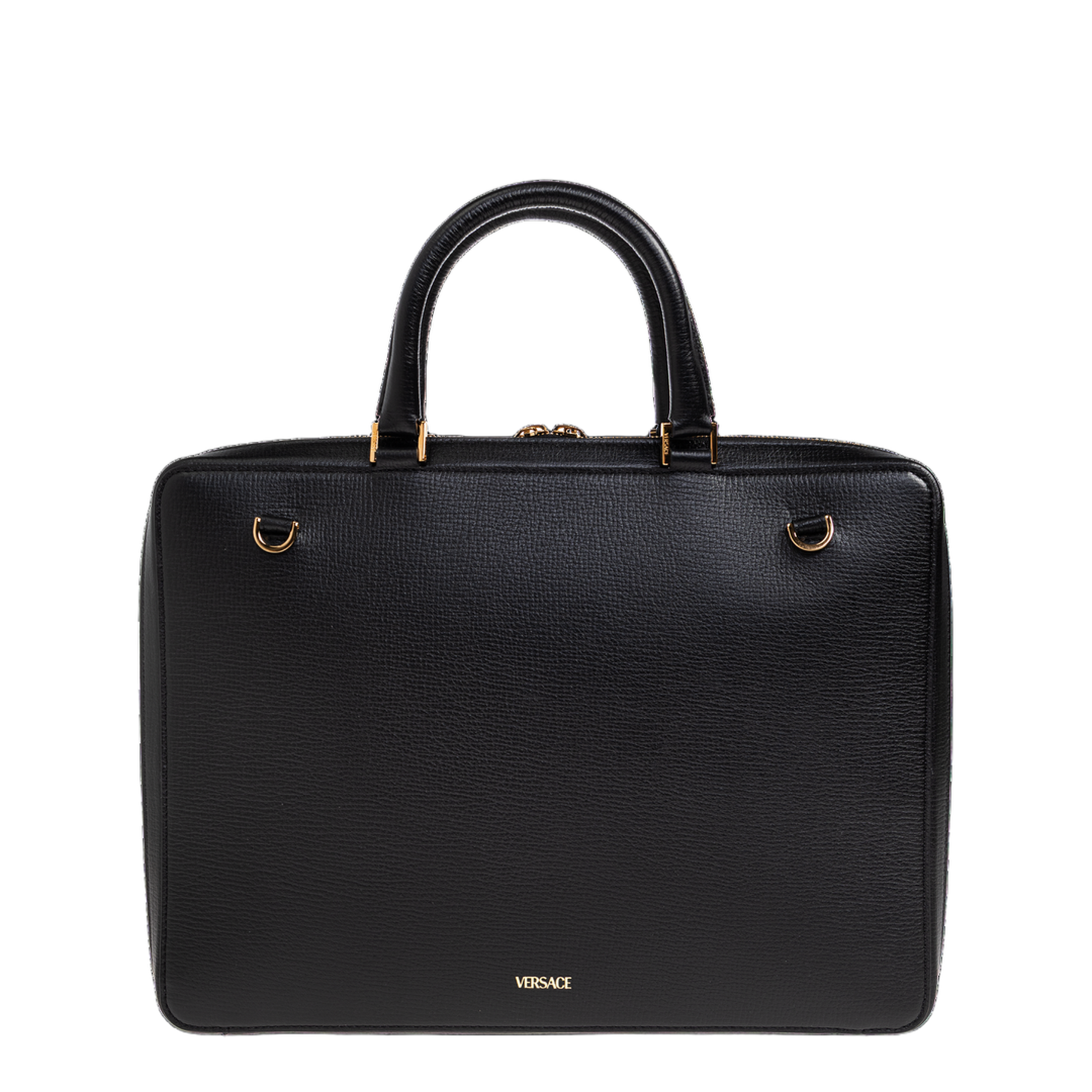 Medusa Head Leather Handbag - Black - Image 3