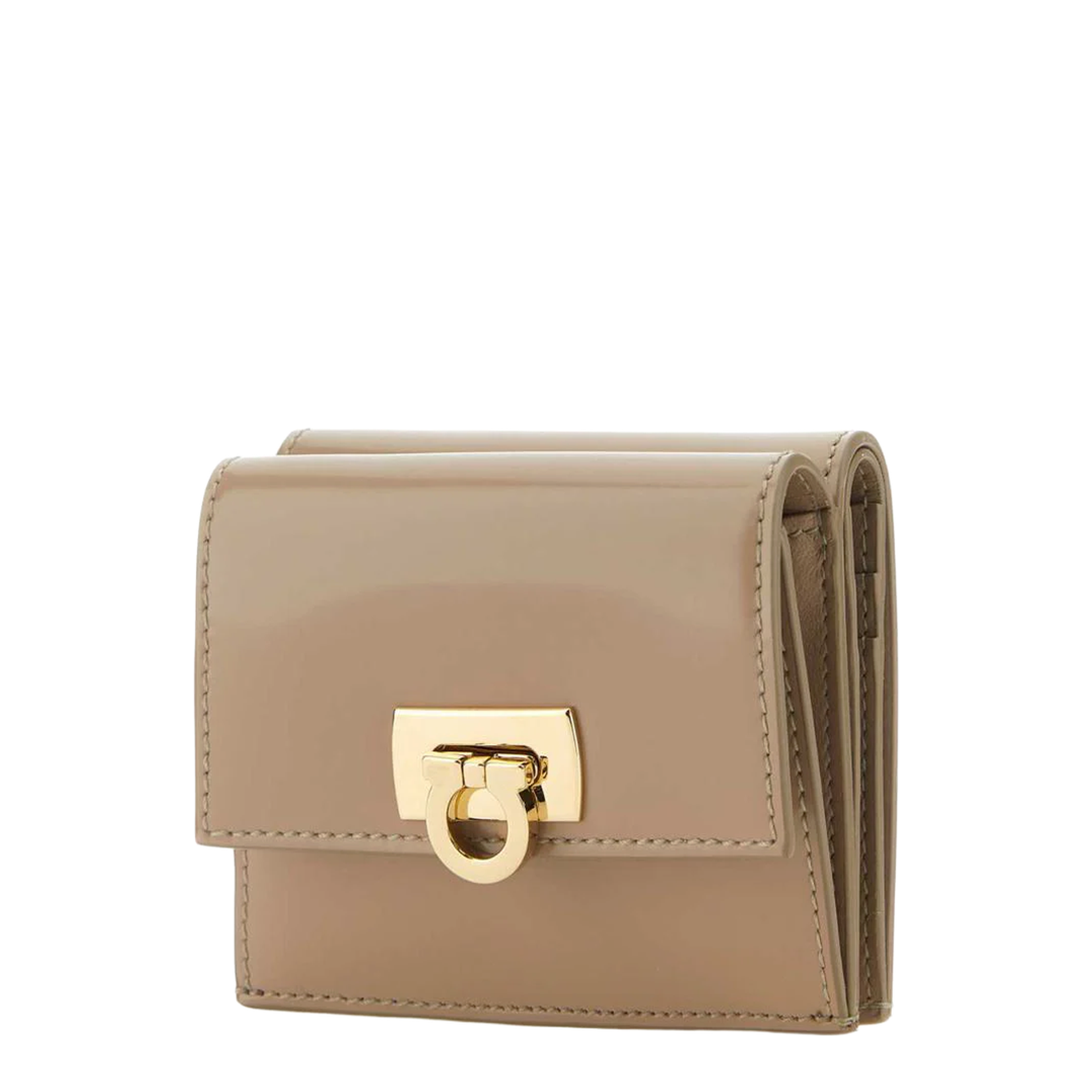 Gancini Compact Calfskin Wallet - Beige - Image 2