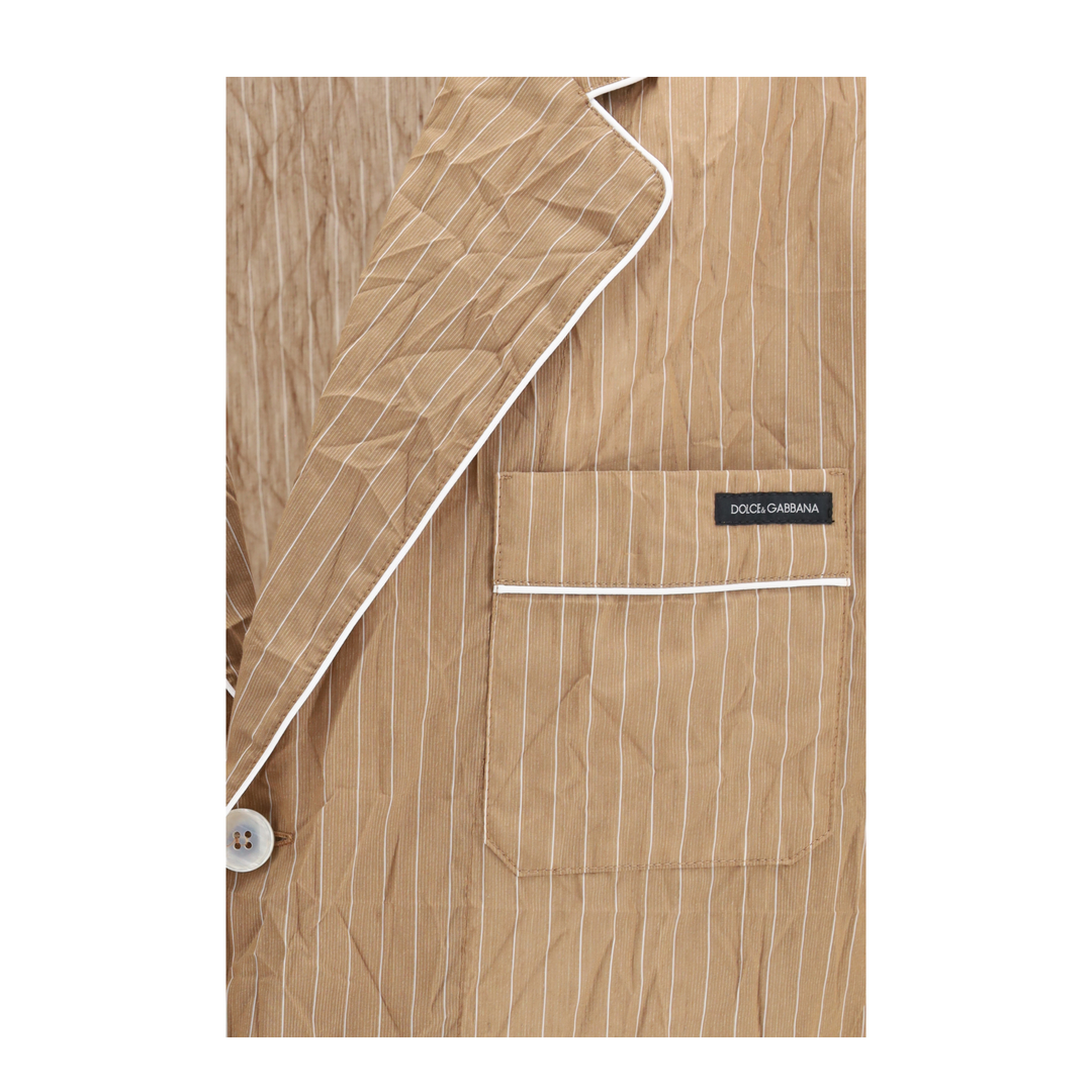 Vanity Shirt-style Robe in Froissé Striped Fabric - Image 3