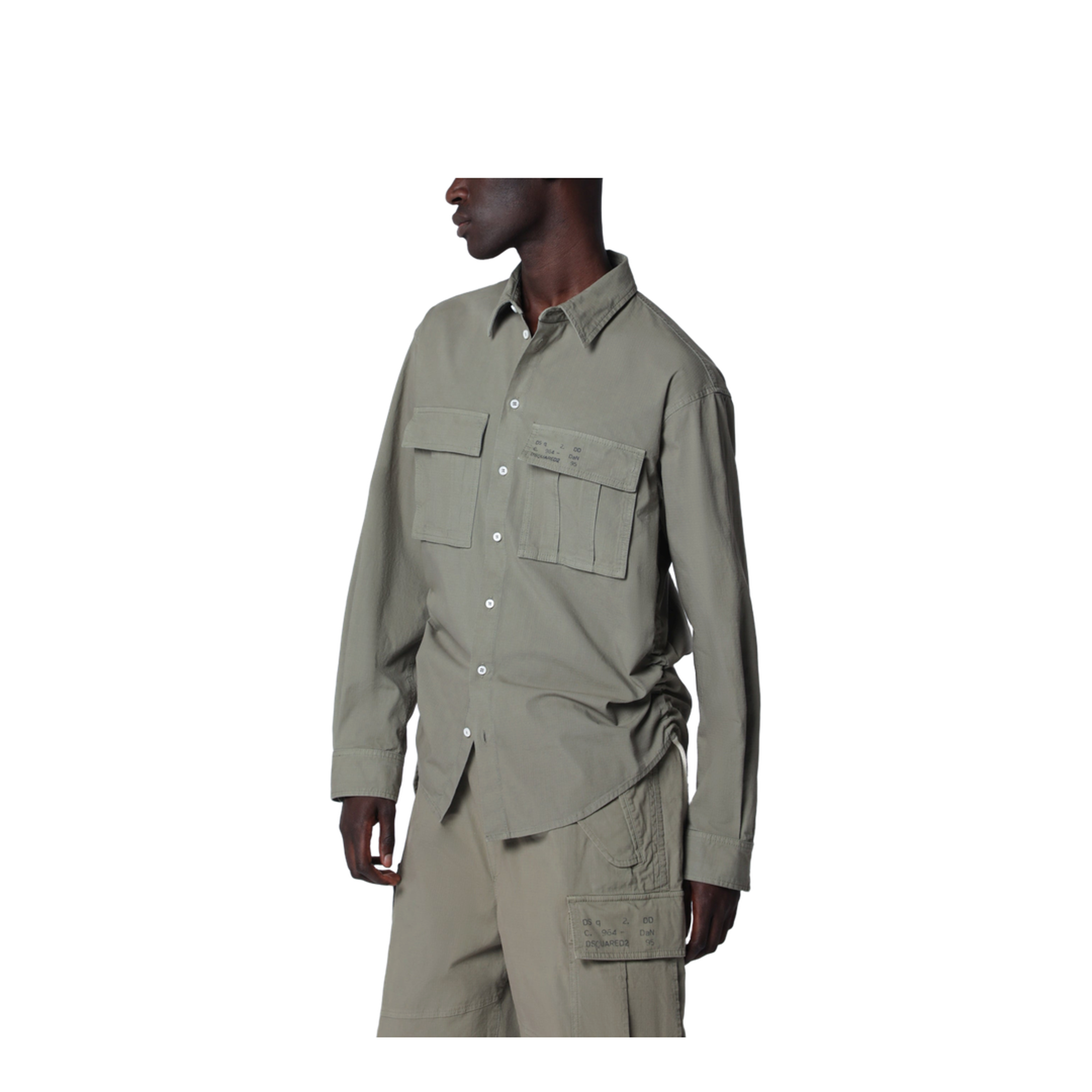 Military Green Cotton Shirt - Image 1
