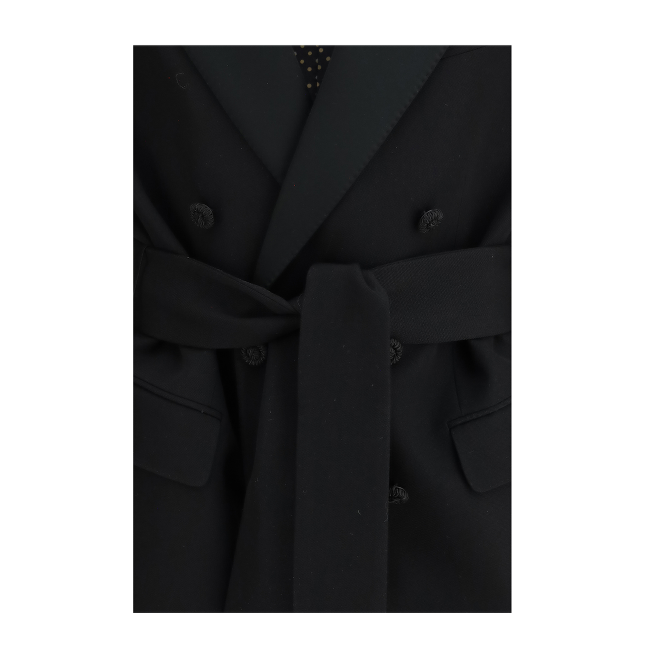 Double-breasted Virgin Wool Blazer with Belt - Image 3