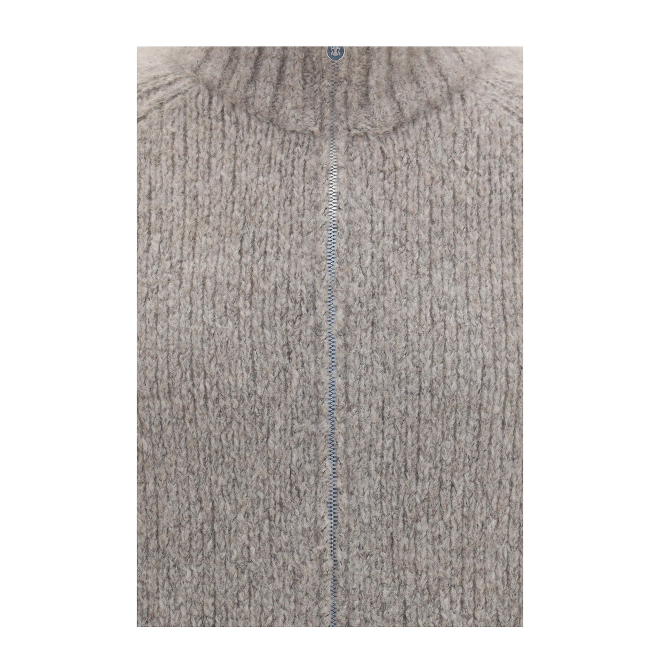 High-neck Cashmere and Silk Cardigan with Zip - Image 3
