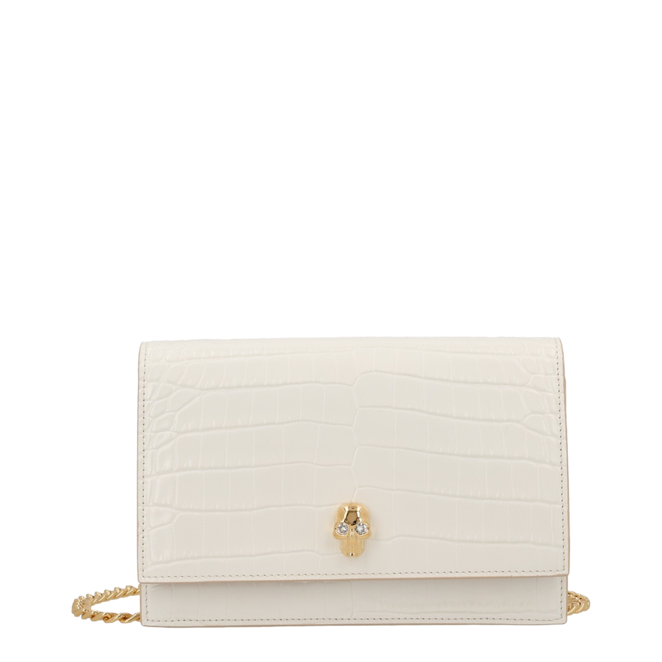 Skull Small Calf Leather Crossbody - Ivory - Image 1