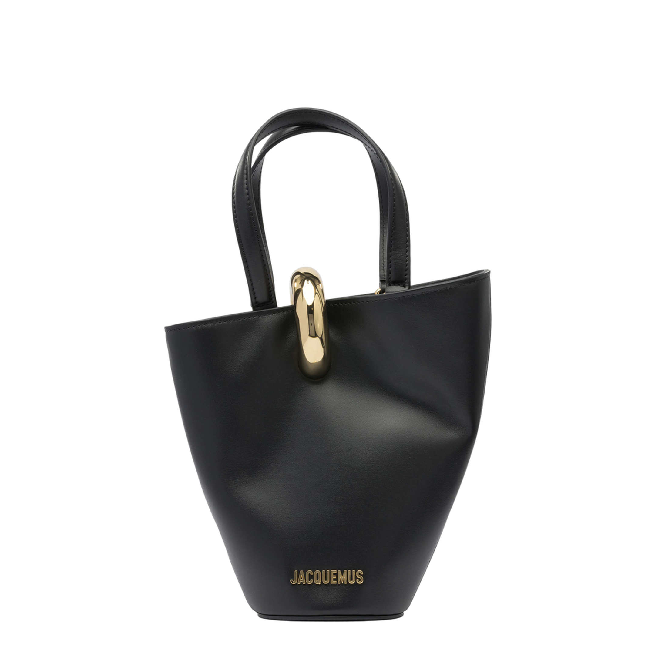 Cow Leather Bucket Bag - Black - Image 1