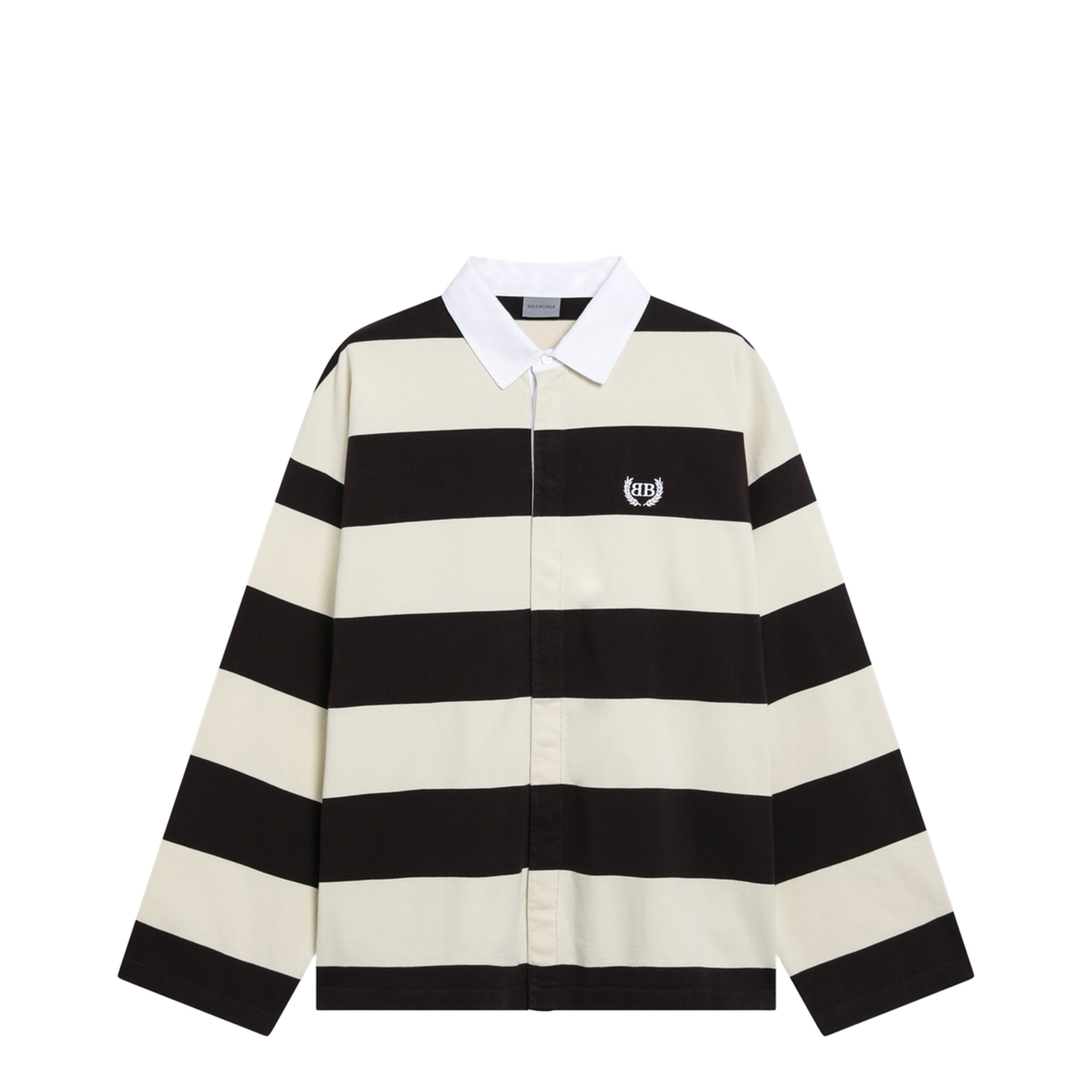 Striped Jersey Polo Shirt In Cotton Brown - Image 1