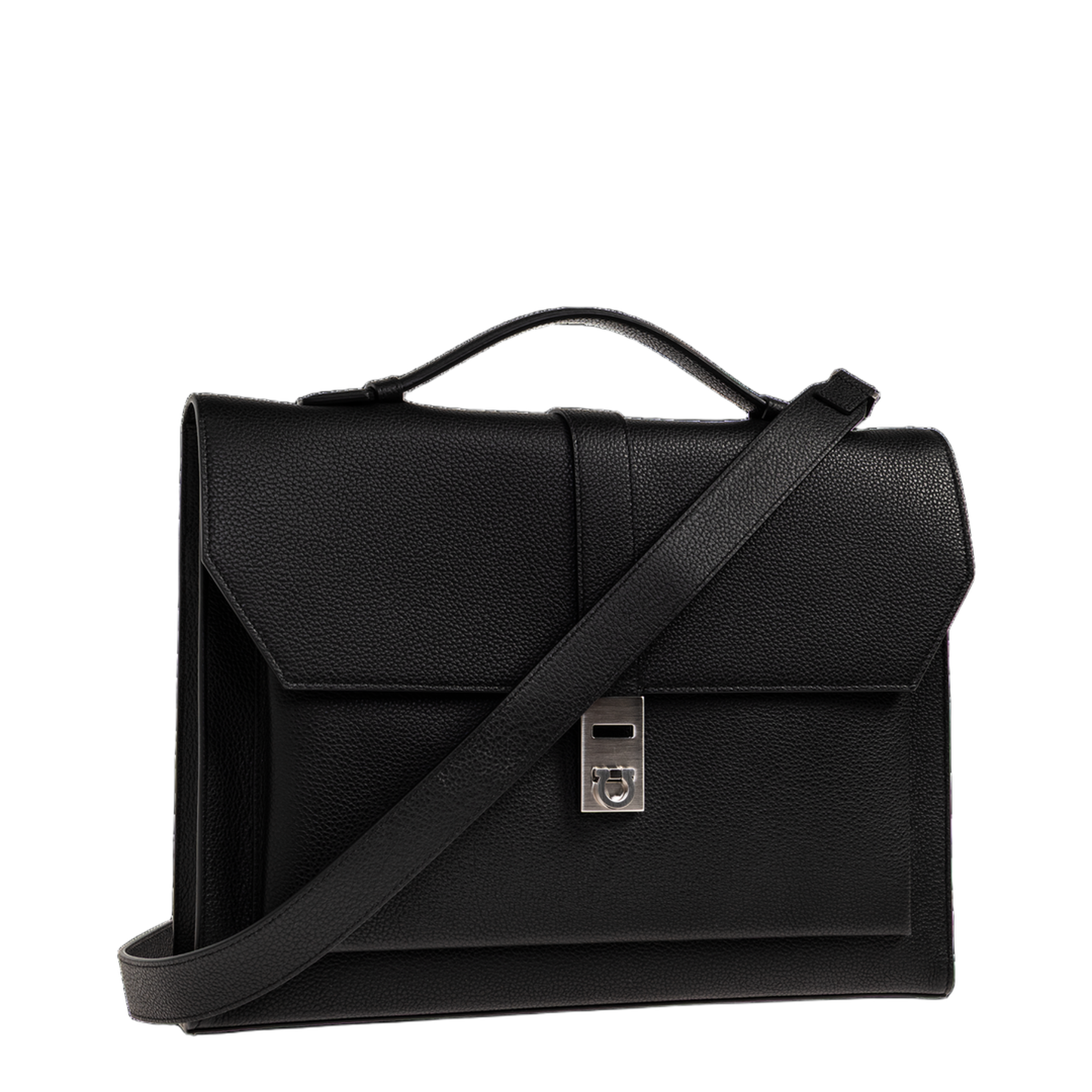 Hug Leather Briefcase - Black - Image 4