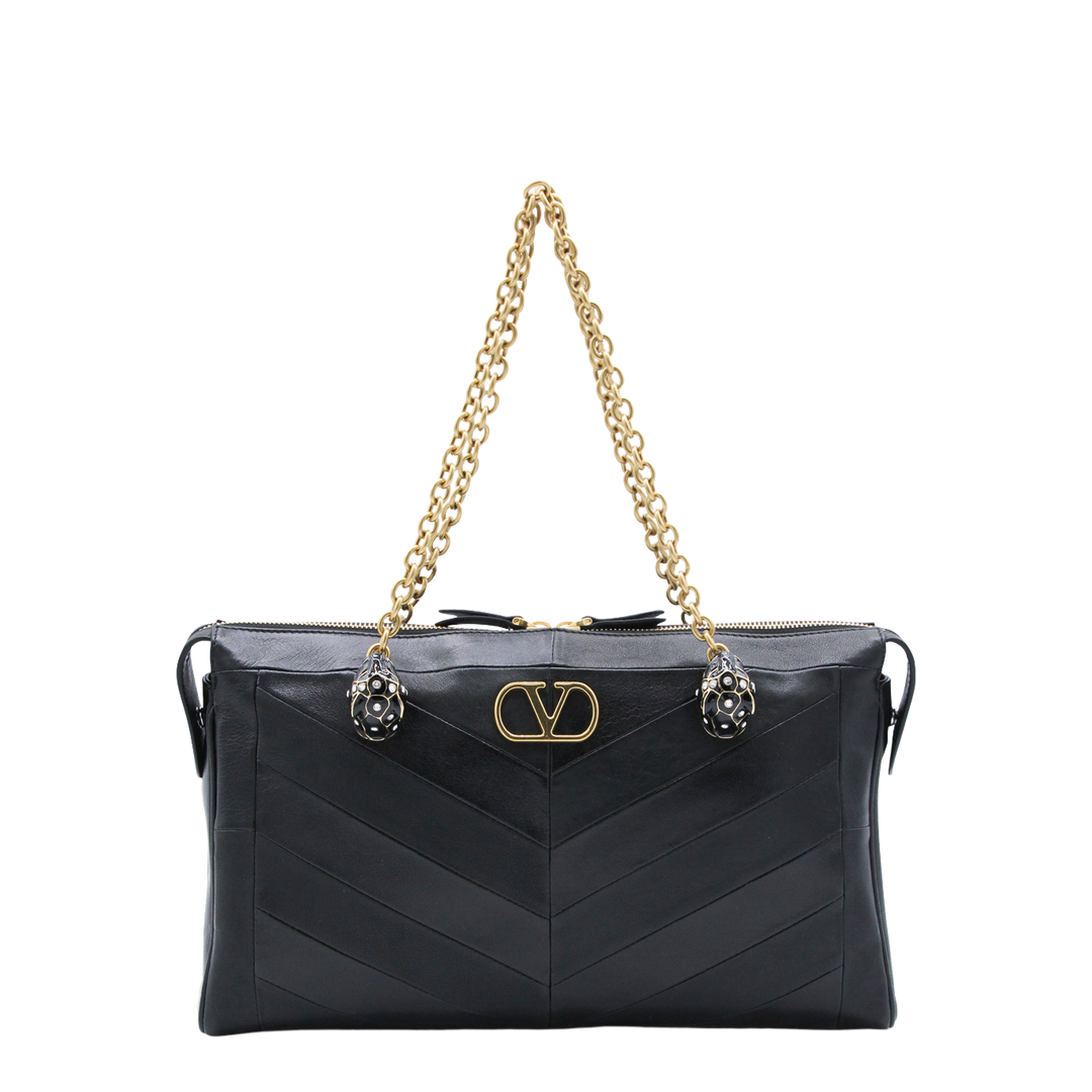 Black Leather Panthea Shopping Bag - Image 4