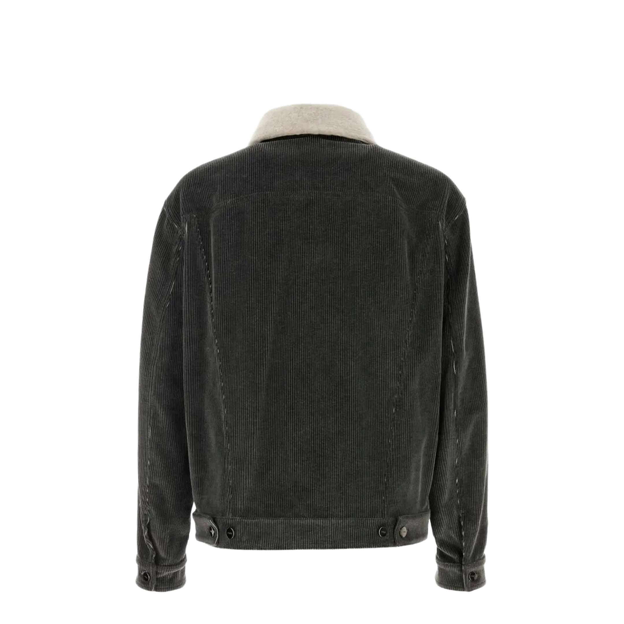 FADED STONEWASH TREATMENT CORDUROY BLOUSON WITH SHEEPSKIN TRIM REMOVABLE COLLAR - Image 1