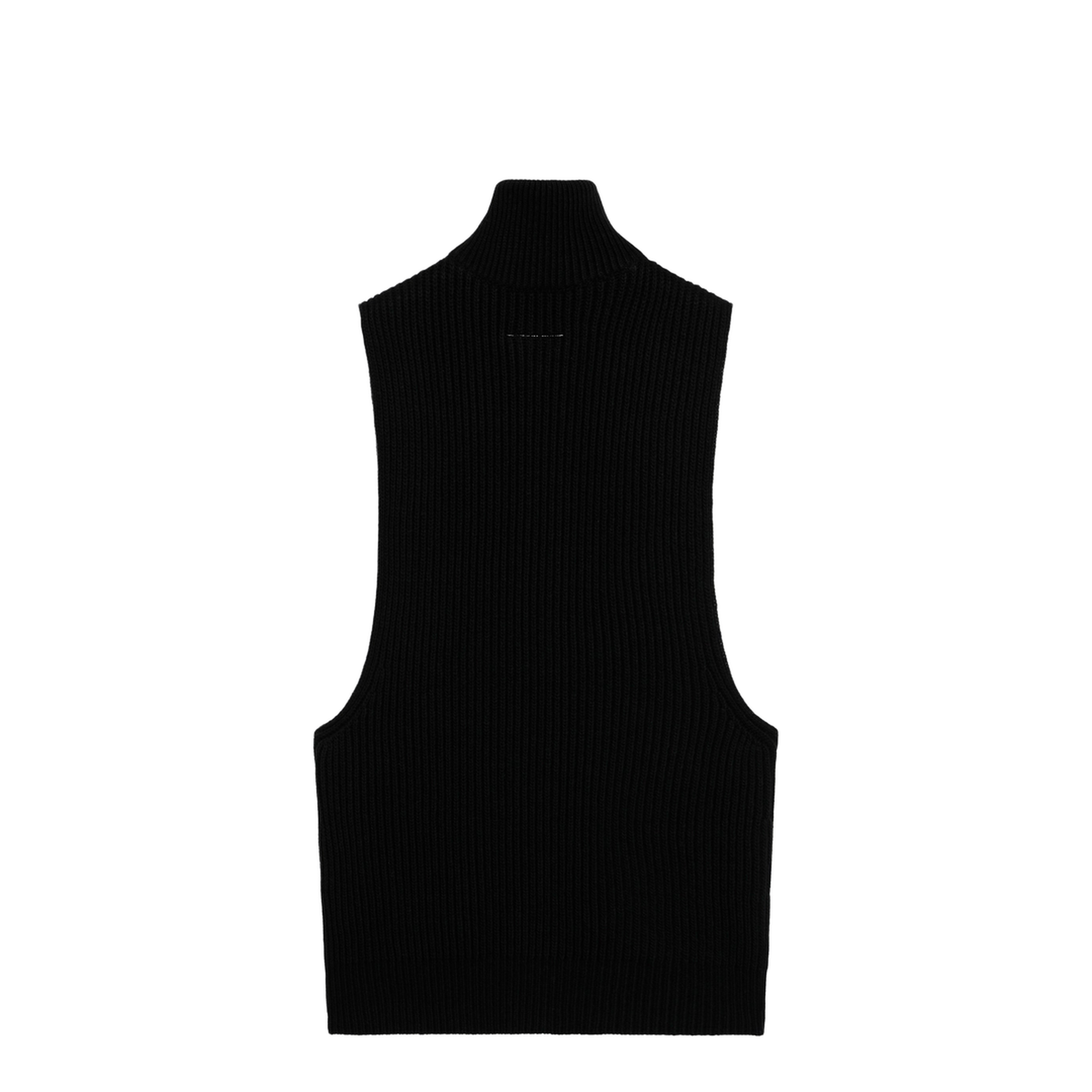 Black Wool Zip Vest - Image 2