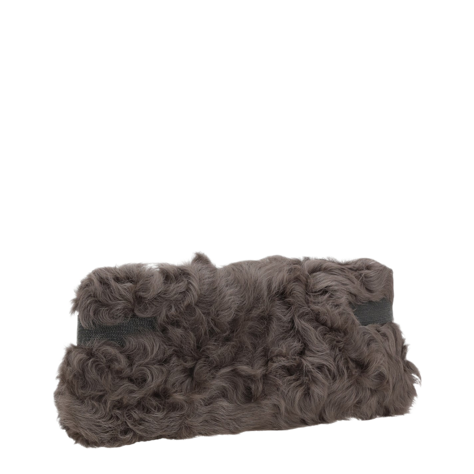 Essence Pouch Bag in Wavy Shearling with Precious Bands - Image 2